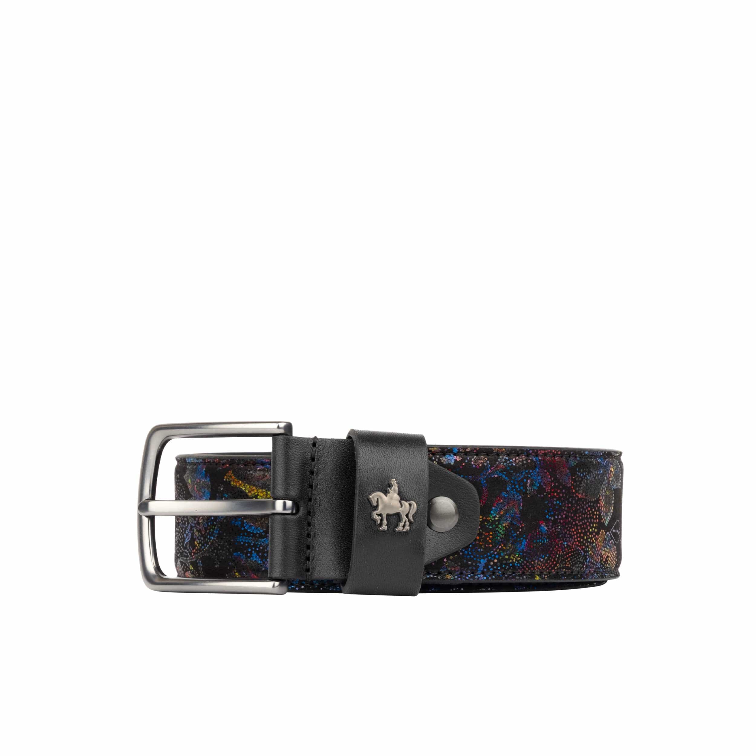 Alec - Black Flower - Men's dressy belt in flower patterned genuine leather - Image 3