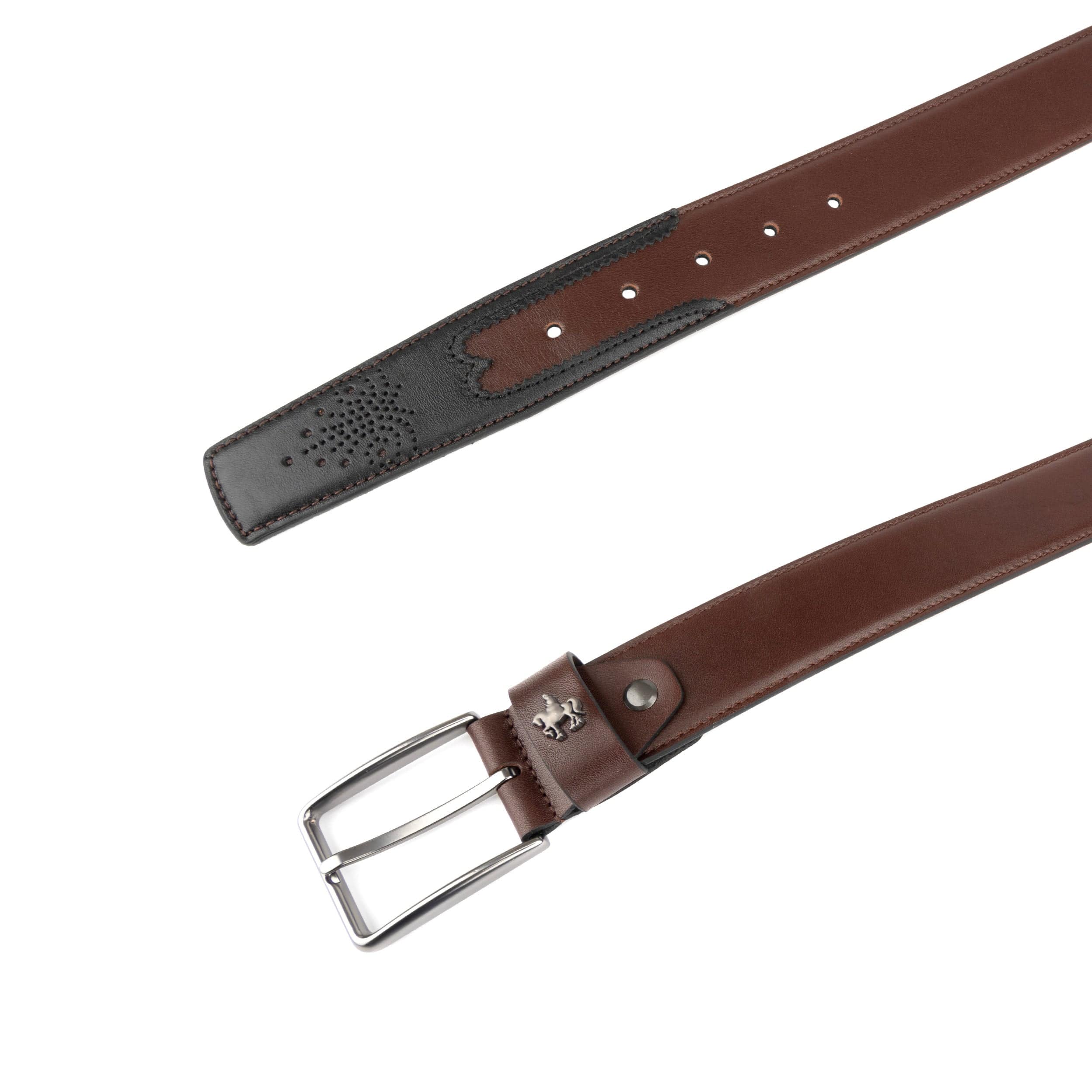 Alec - Brown Black - Men'classic belt in brown and black genuine leather combo - Image 3