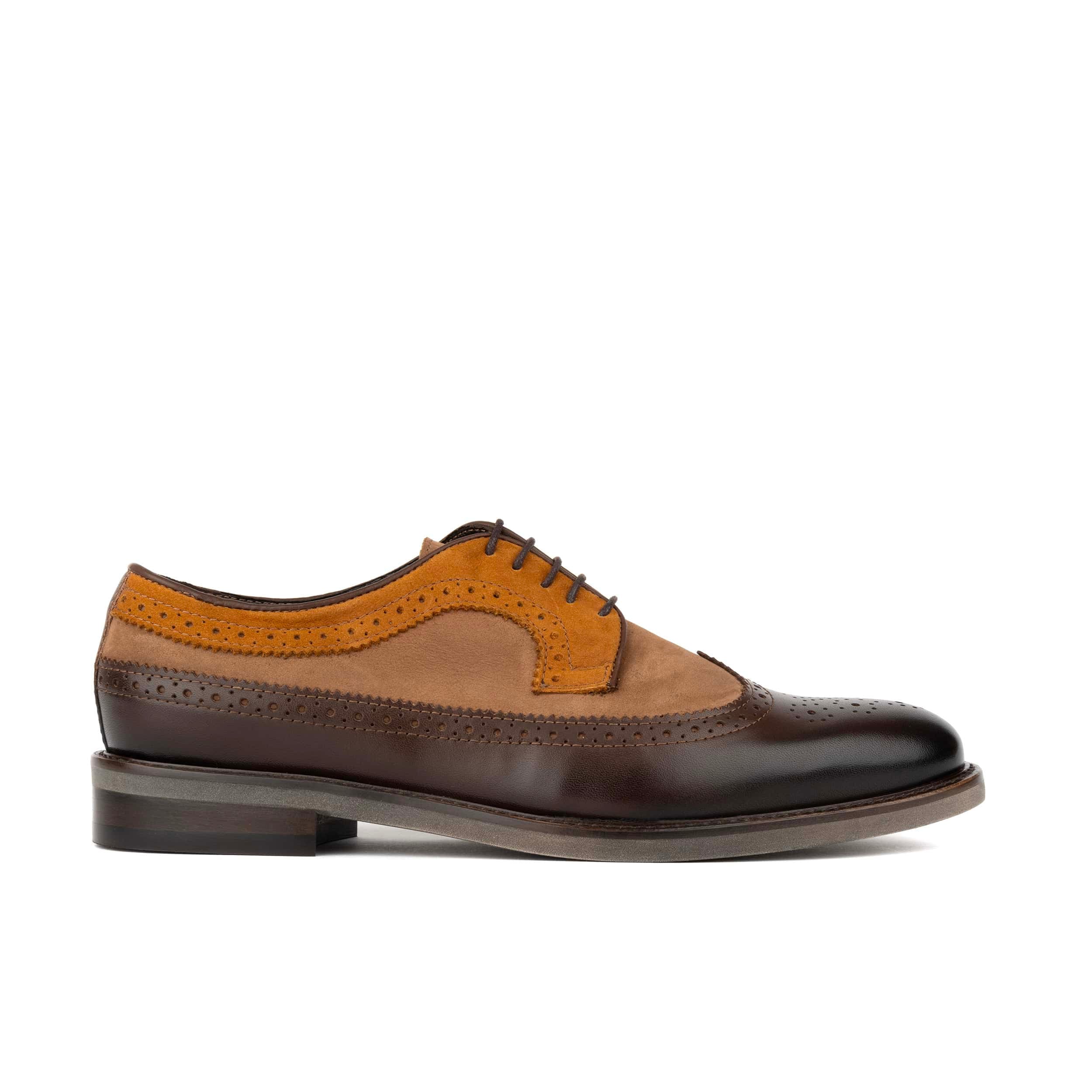 Alexander - Brown Mix - Men's Multi-Textured Leather & Suede Wingtip Brogue