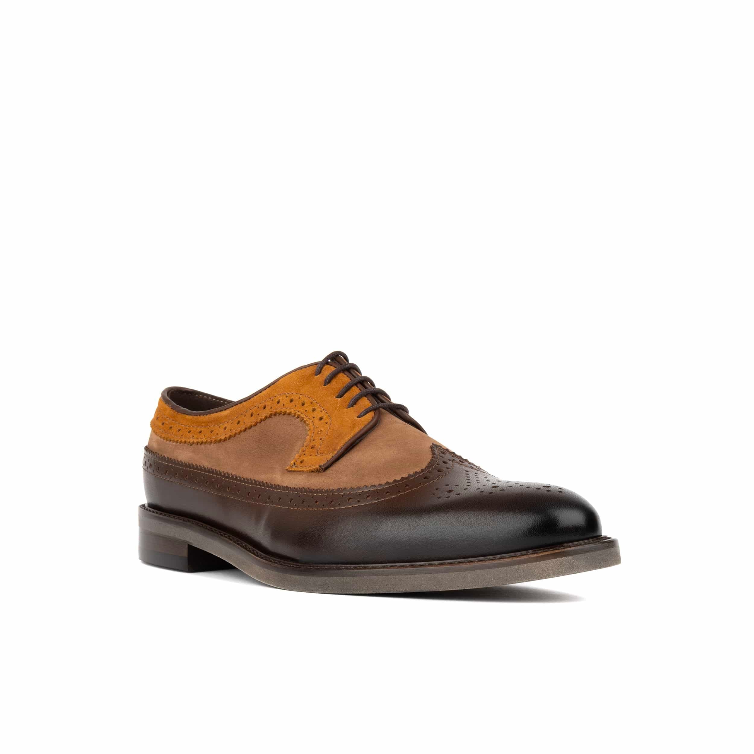 Alexander - Brown Mix - Men's Multi-Textured Leather & Suede Wingtip Brogue - Image 2