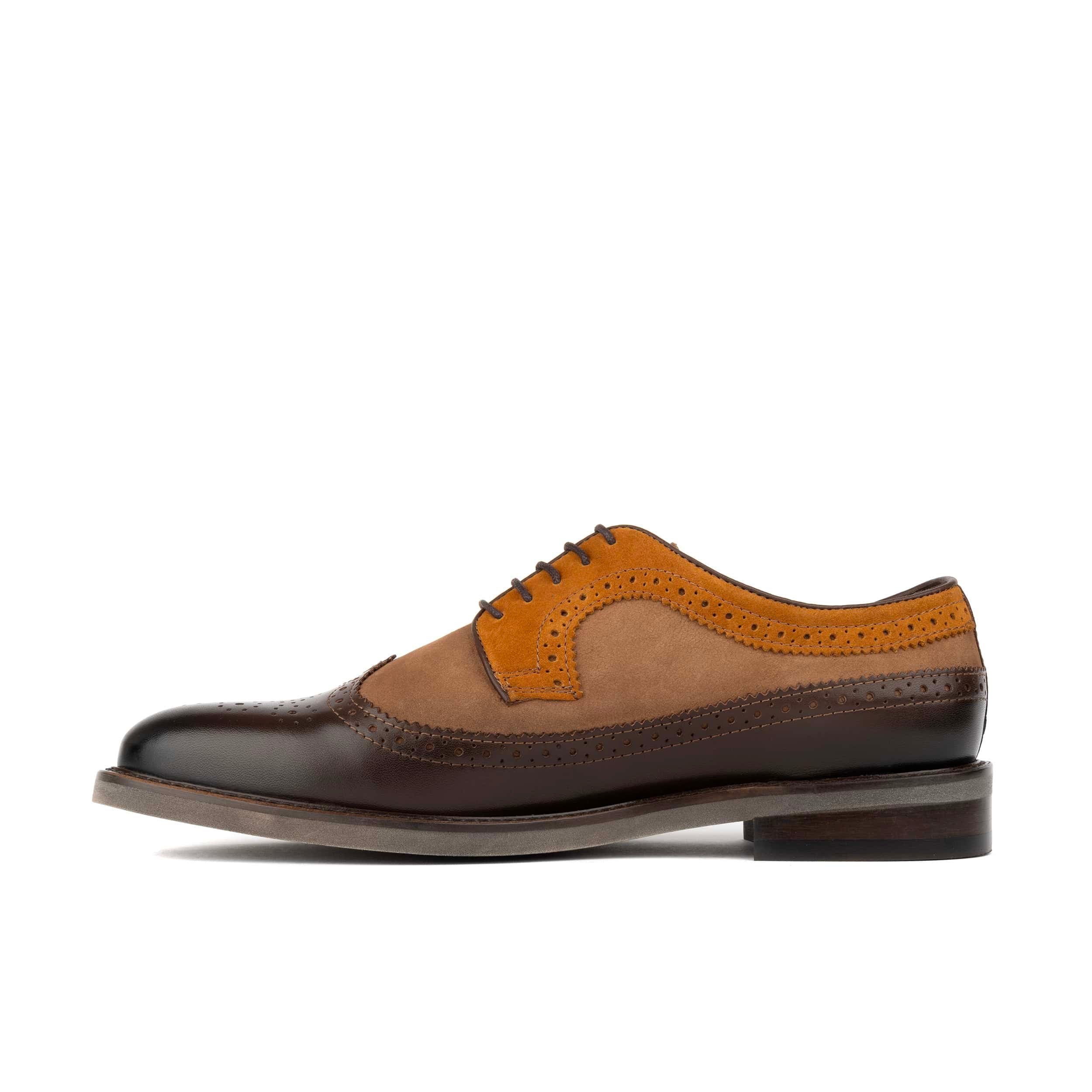 Alexander - Brown Mix - Men's Multi-Textured Leather & Suede Wingtip Brogue - Image 3