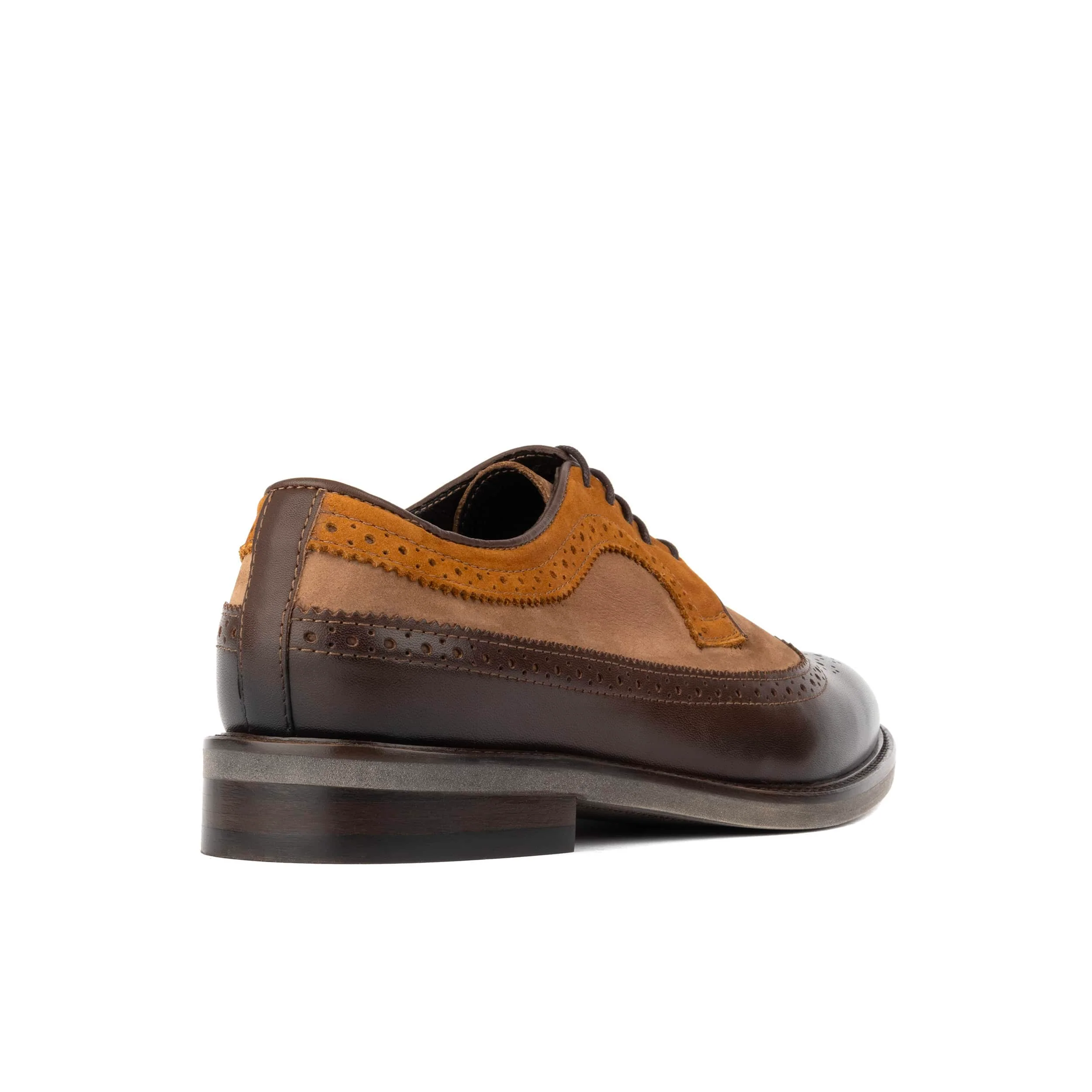 Alexander - Brown Mix - Men's Multi-Textured Leather & Suede Wingtip Brogue - Image 4