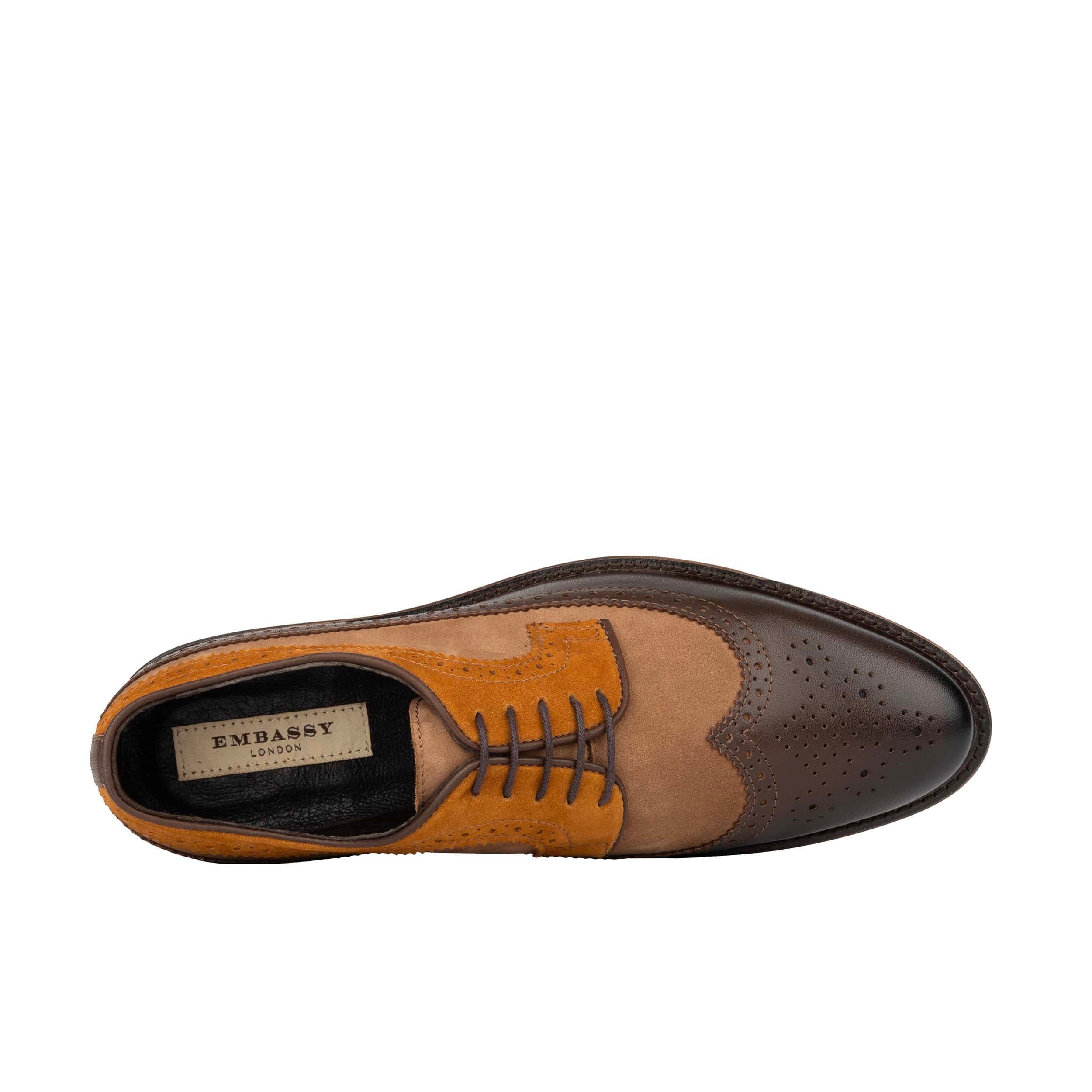 Alexander - Brown Mix - Men's Multi-Textured Leather & Suede Wingtip Brogue - Image 6