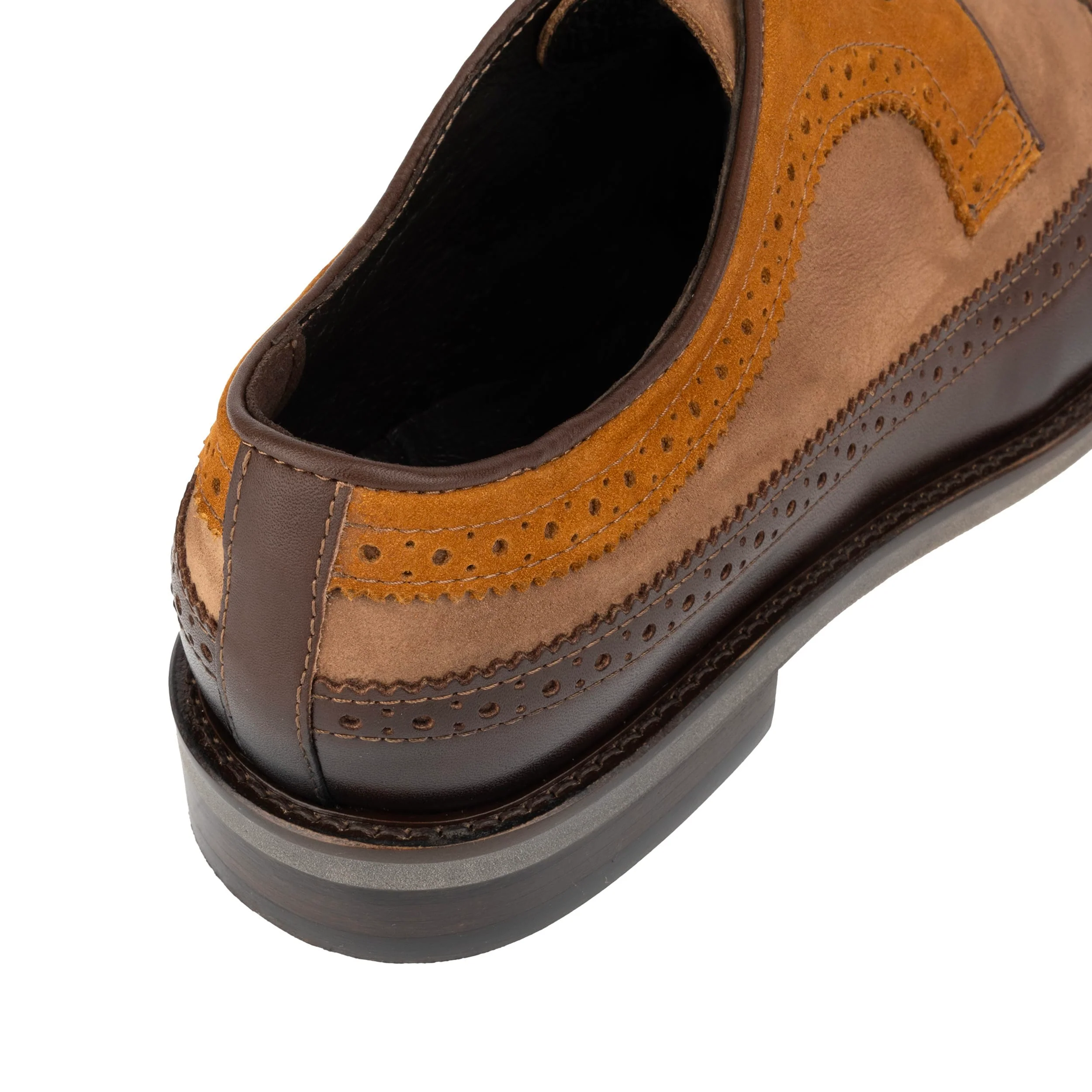 Alexander - Brown Mix - Men's Multi-Textured Leather & Suede Wingtip Brogue - Image 9