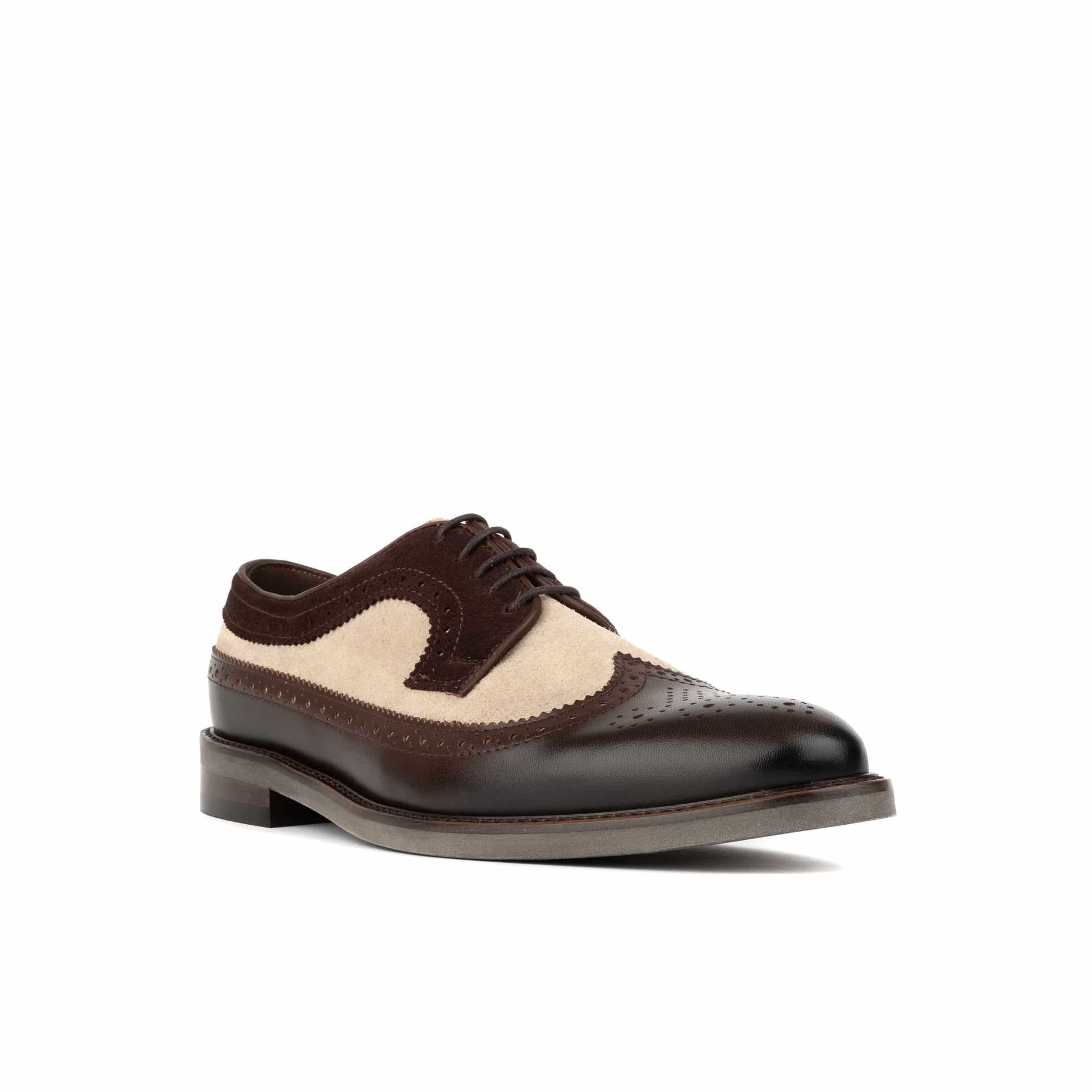 Alexander - Tan & Brown - Men's Multi-Textured Leather & Suede Wingtip Brogue - Image 2