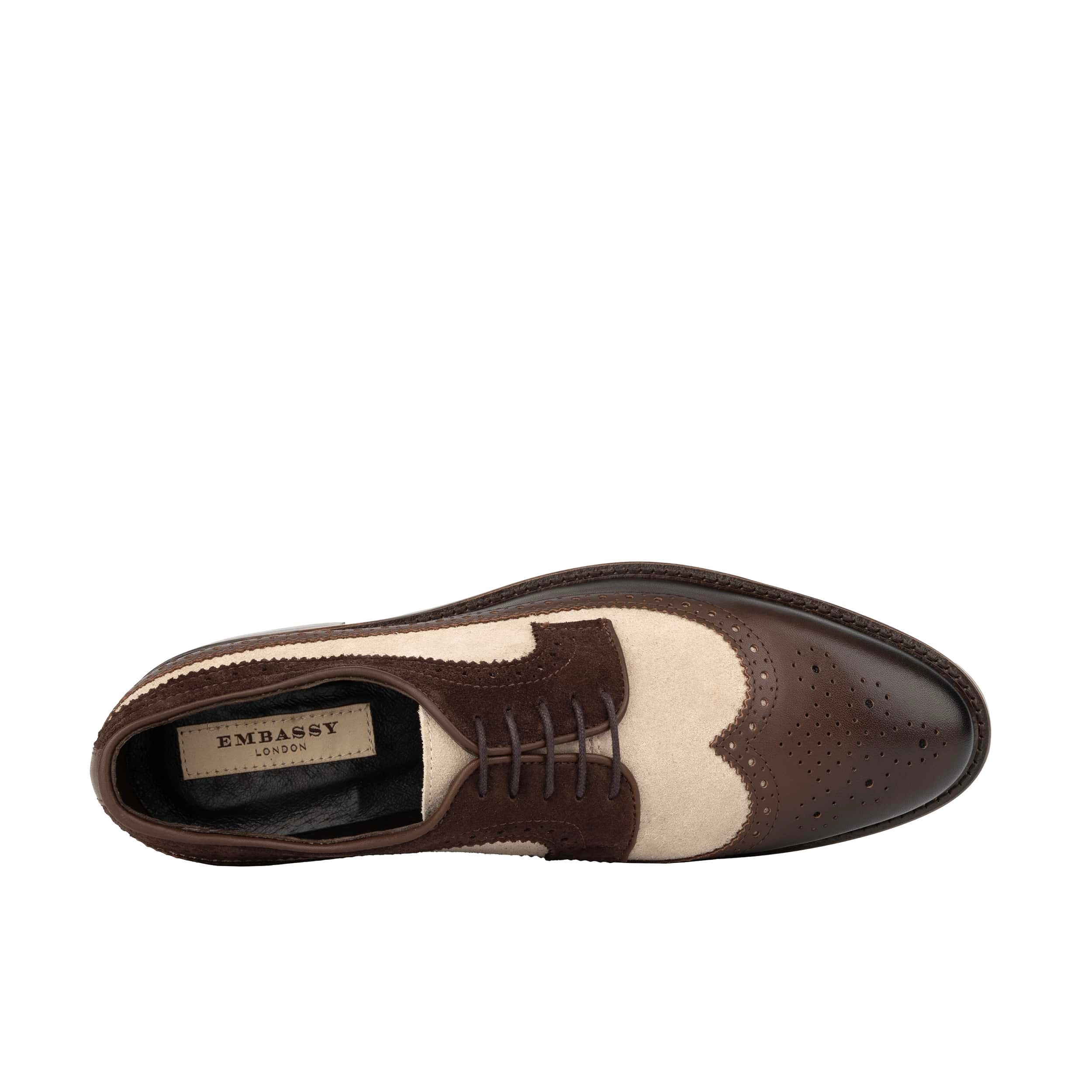 Alexander - Tan & Brown - Men's Multi-Textured Leather & Suede Wingtip Brogue - Image 5