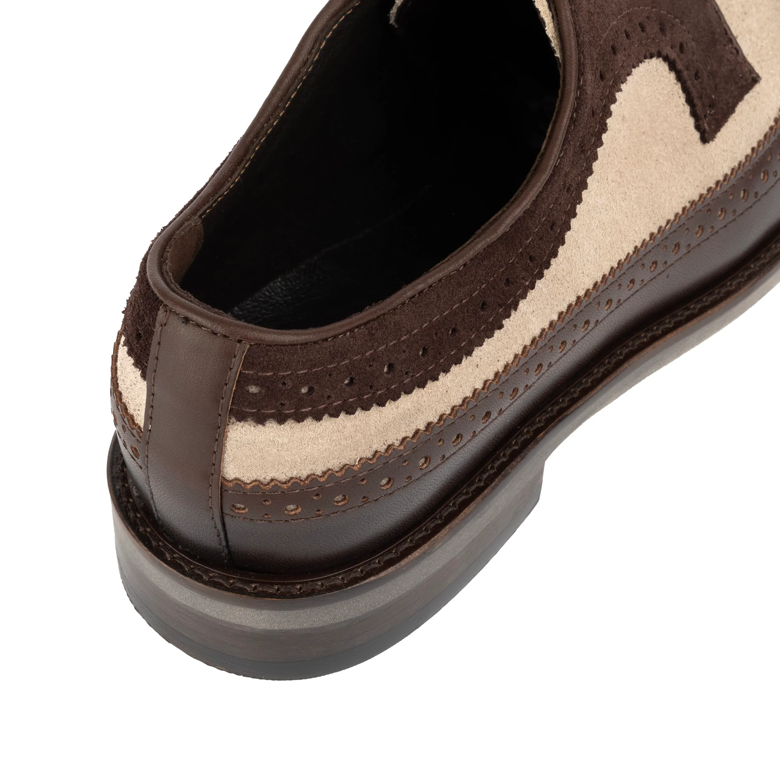Alexander - Tan & Brown - Men's Multi-Textured Leather & Suede Wingtip Brogue - Image 9