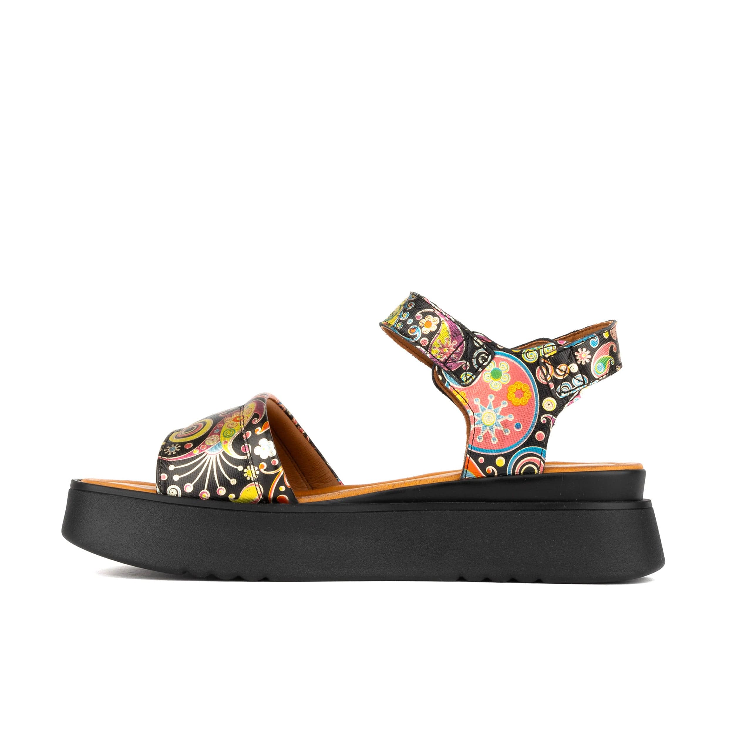AMALFI -  NAVY PINK - Women's 1.3 inch flatform colourful strappy leather sandal - Image 3