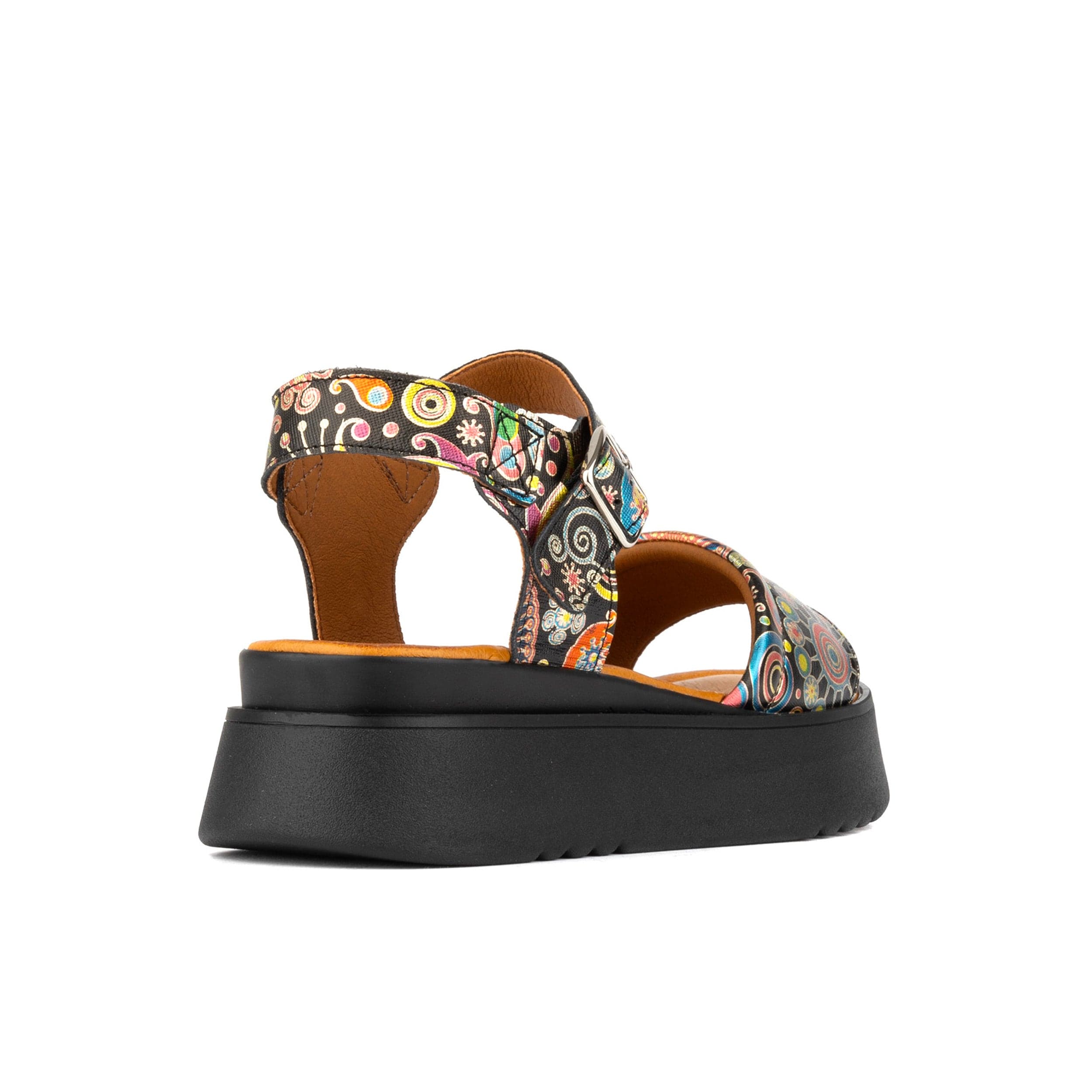 AMALFI -  NAVY PINK - Women's 1.3 inch flatform colourful strappy leather sandal - Image 4