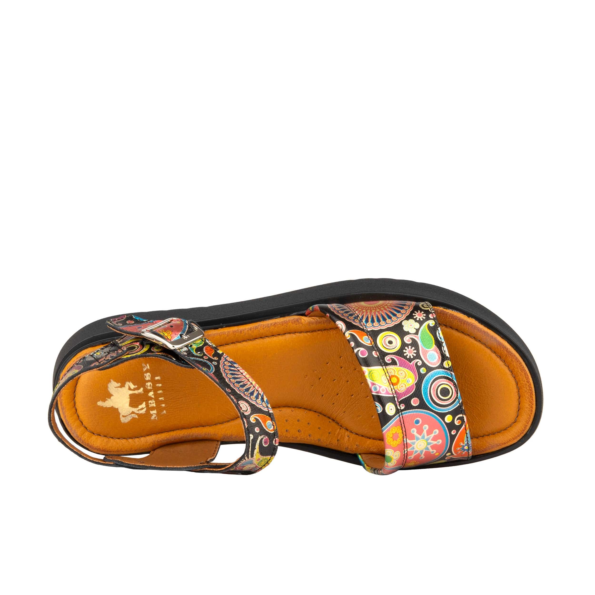 AMALFI -  NAVY PINK - Women's 1.3 inch flatform colourful strappy leather sandal - Image 6