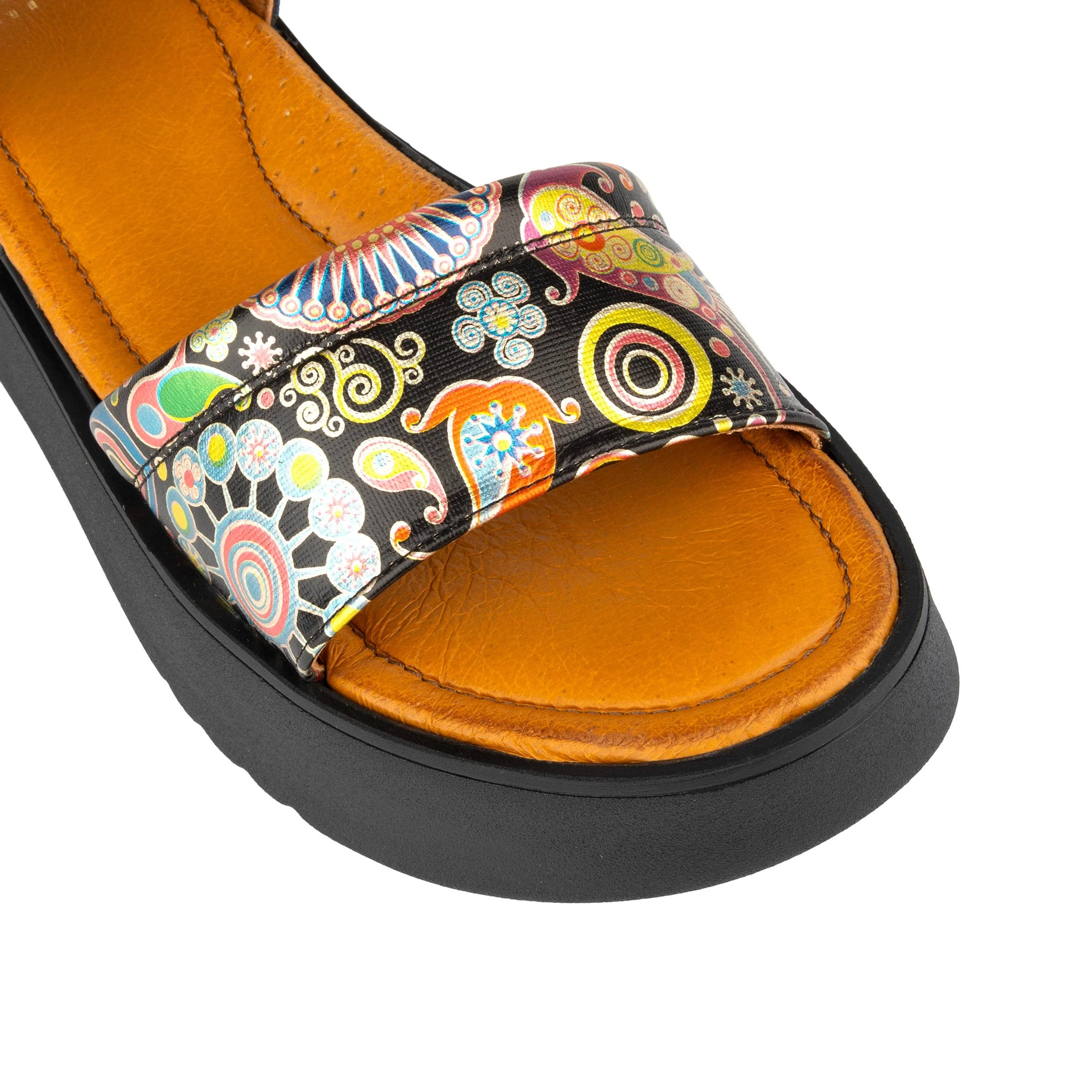 AMALFI -  NAVY PINK - Women's 1.3 inch flatform colourful strappy leather sandal - Image 7