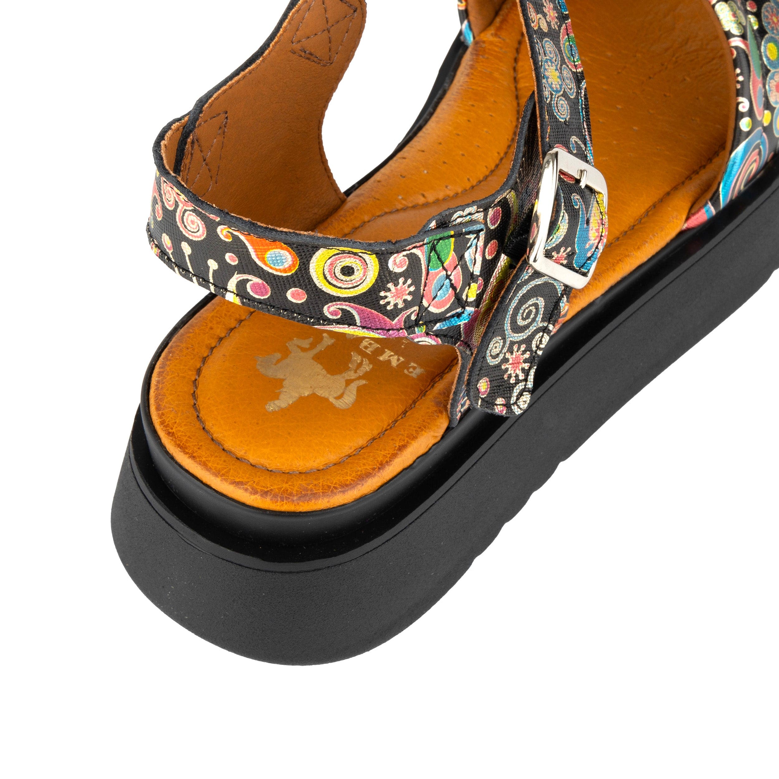 AMALFI -  NAVY PINK - Women's 1.3 inch flatform colourful strappy leather sandal - Image 8