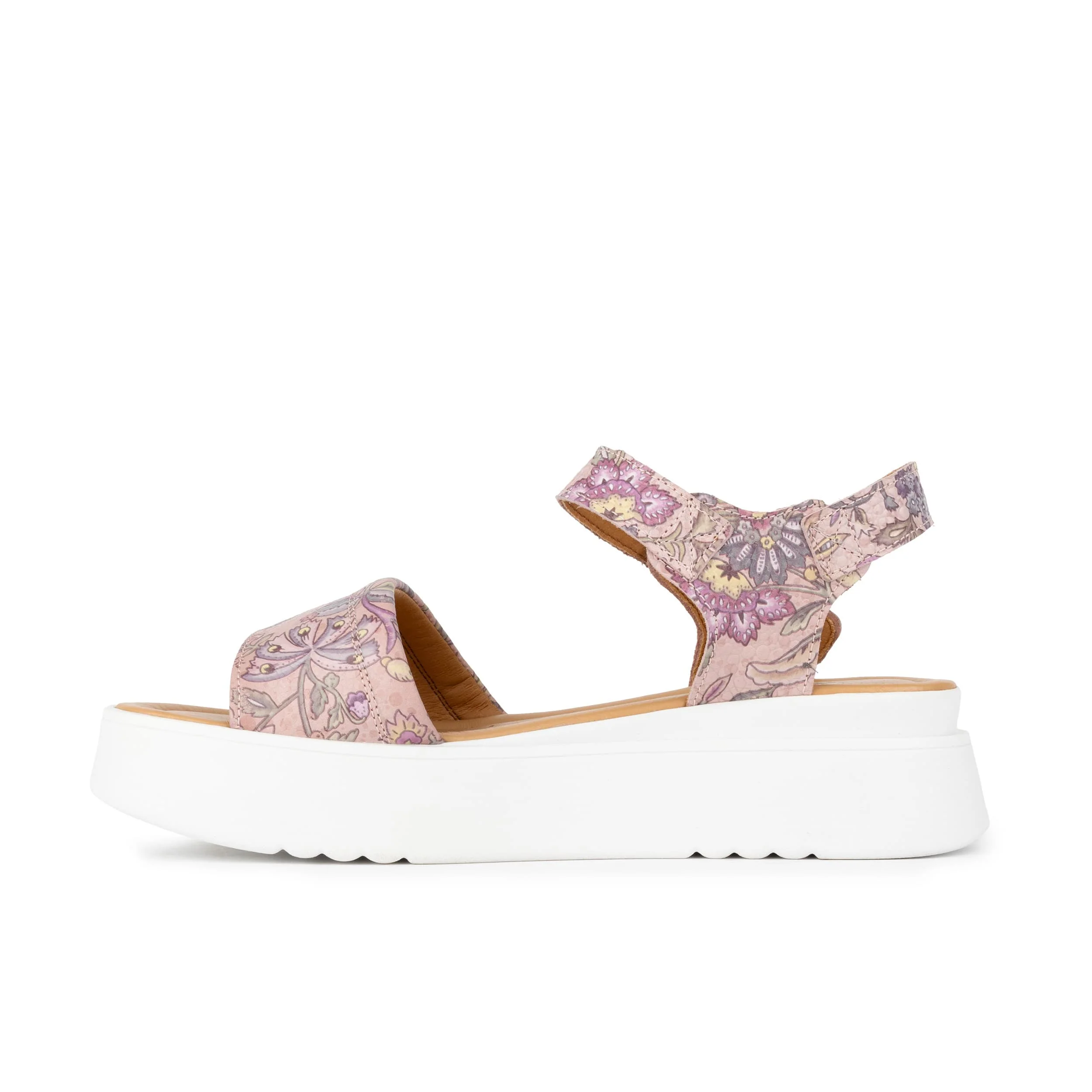 Amalfi - Pink & Paisley - Women's 1.3 inch Flatform Leather Sandal - Image 3