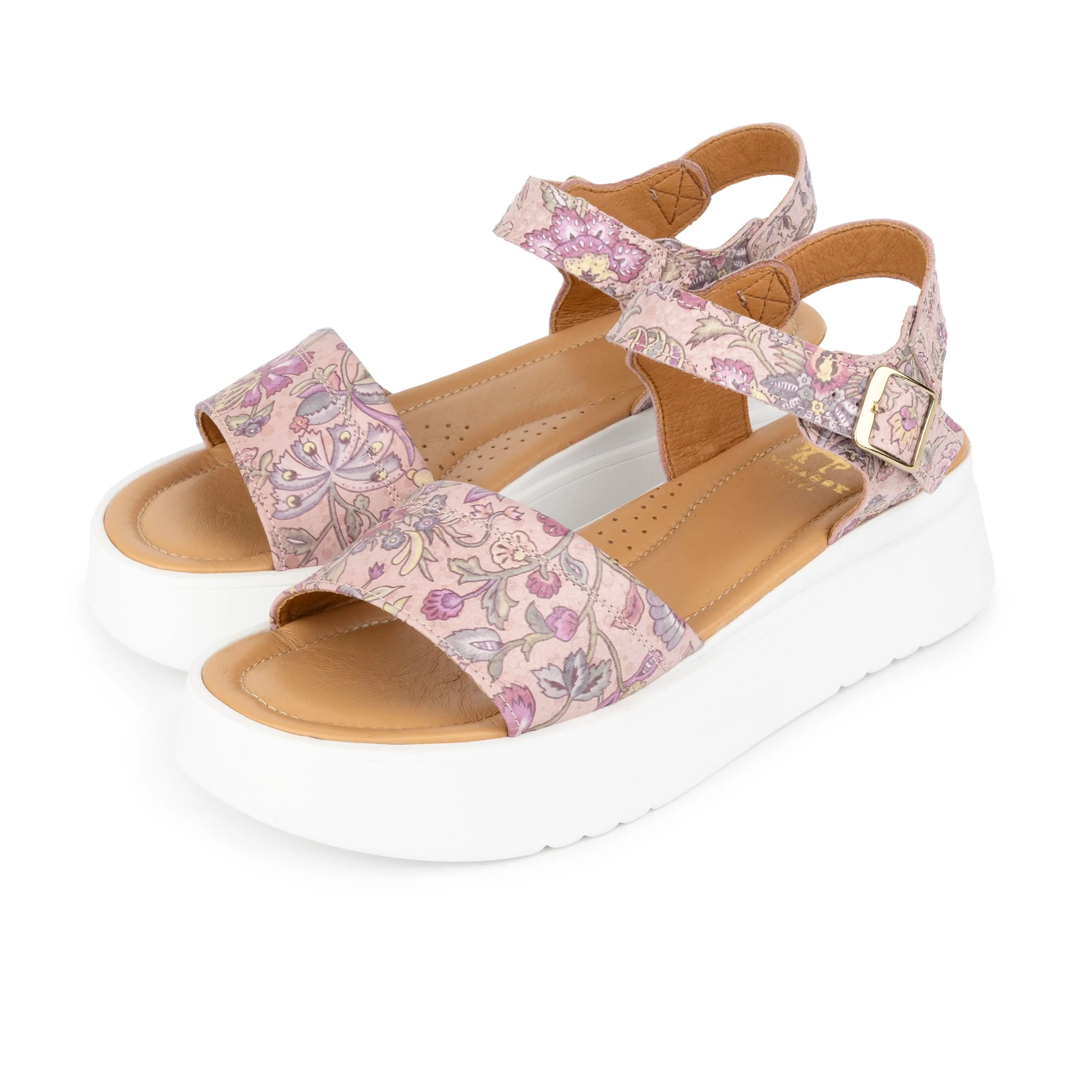 Amalfi - Pink & Paisley - Women's 1.3 inch Flatform Leather Sandal - Image 7