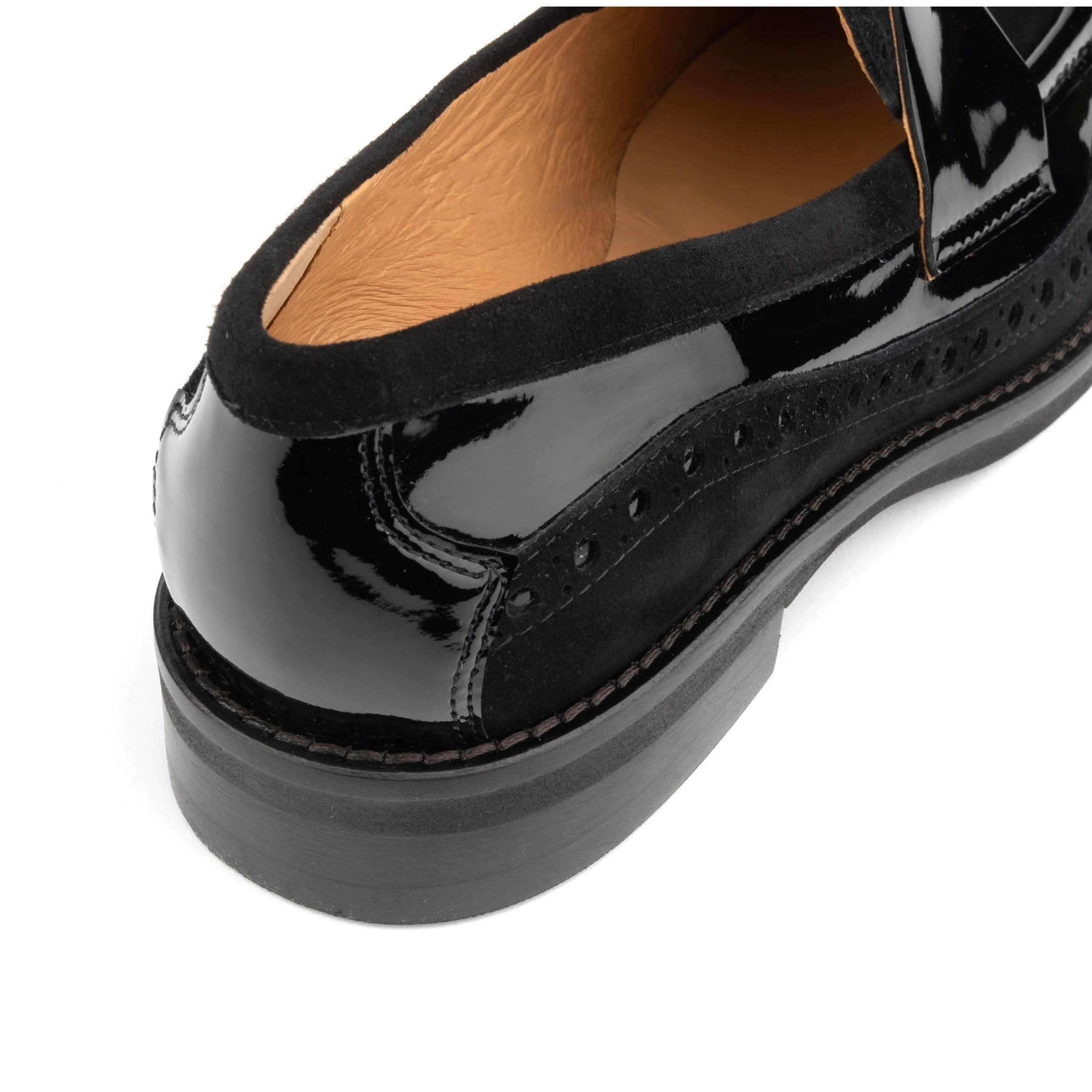 Angelina - Black - Women's leather almond toe penny loafer with broguing - Image 6
