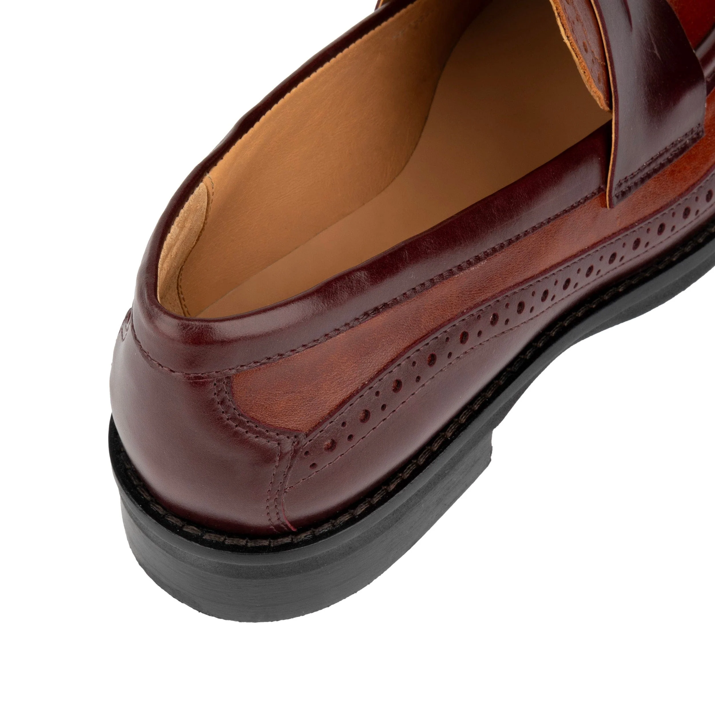 Angelina - Brown -  Women's leather almond toe penny loafer with broguing - Image 8
