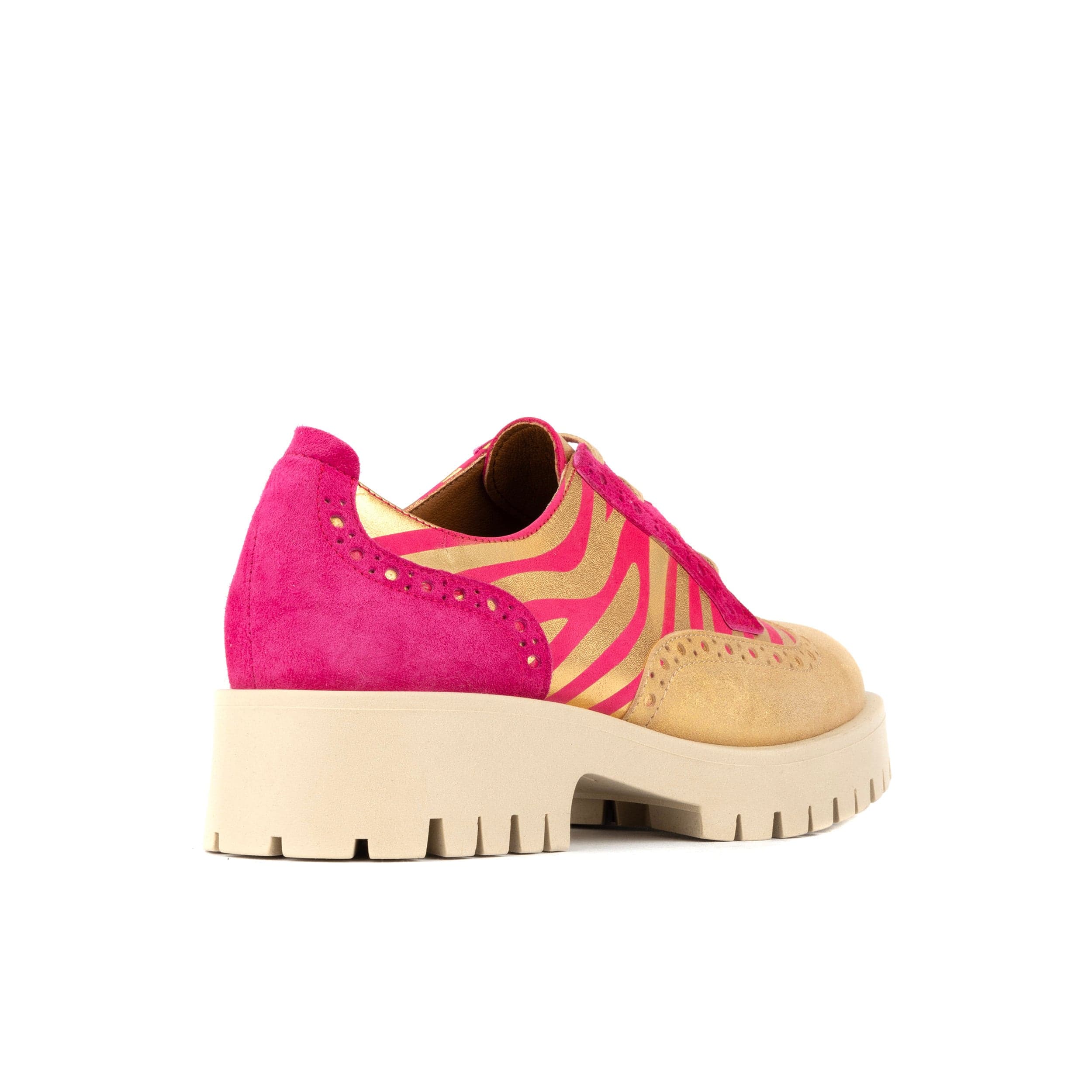 Artisan - Pink & Gold Stripes - Women's leather lace-up shoe with brogue detailing - Image 5