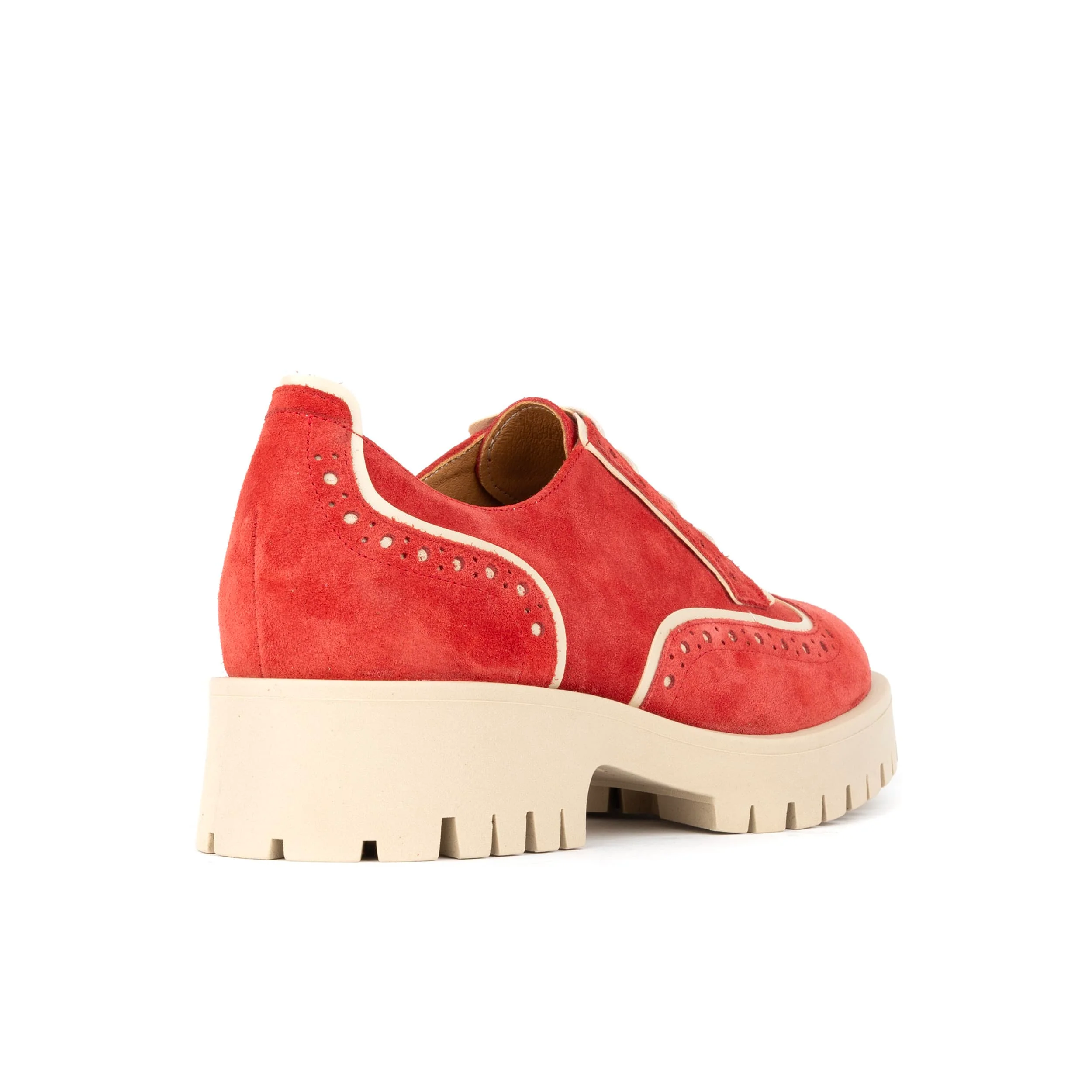 Artisan - Red & Cream - Women's leather lace-up shoe with brogue detailing - Image 5