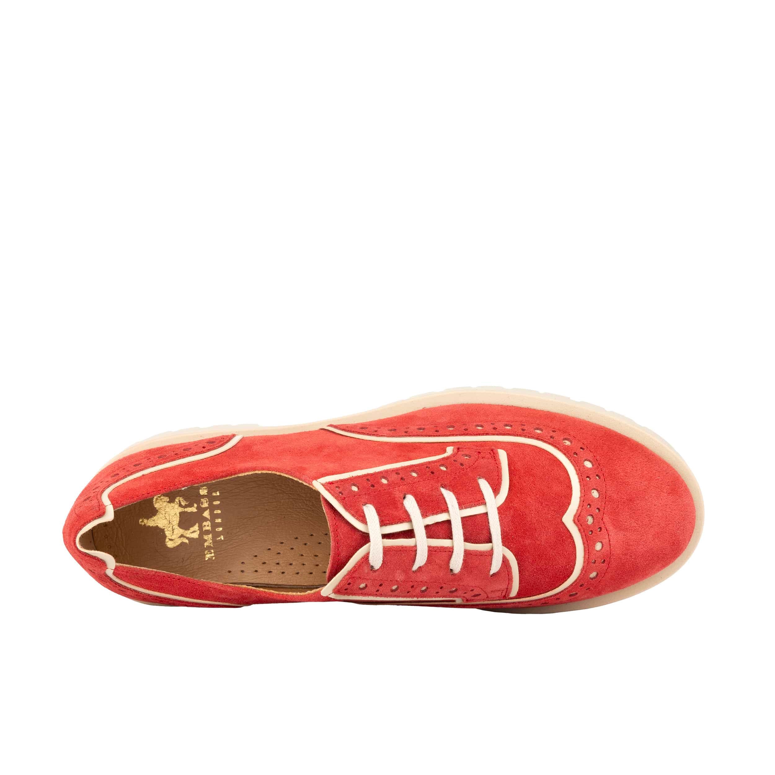 Artisan - Red & Cream - Women's leather lace-up shoe with brogue detailing - Image 7