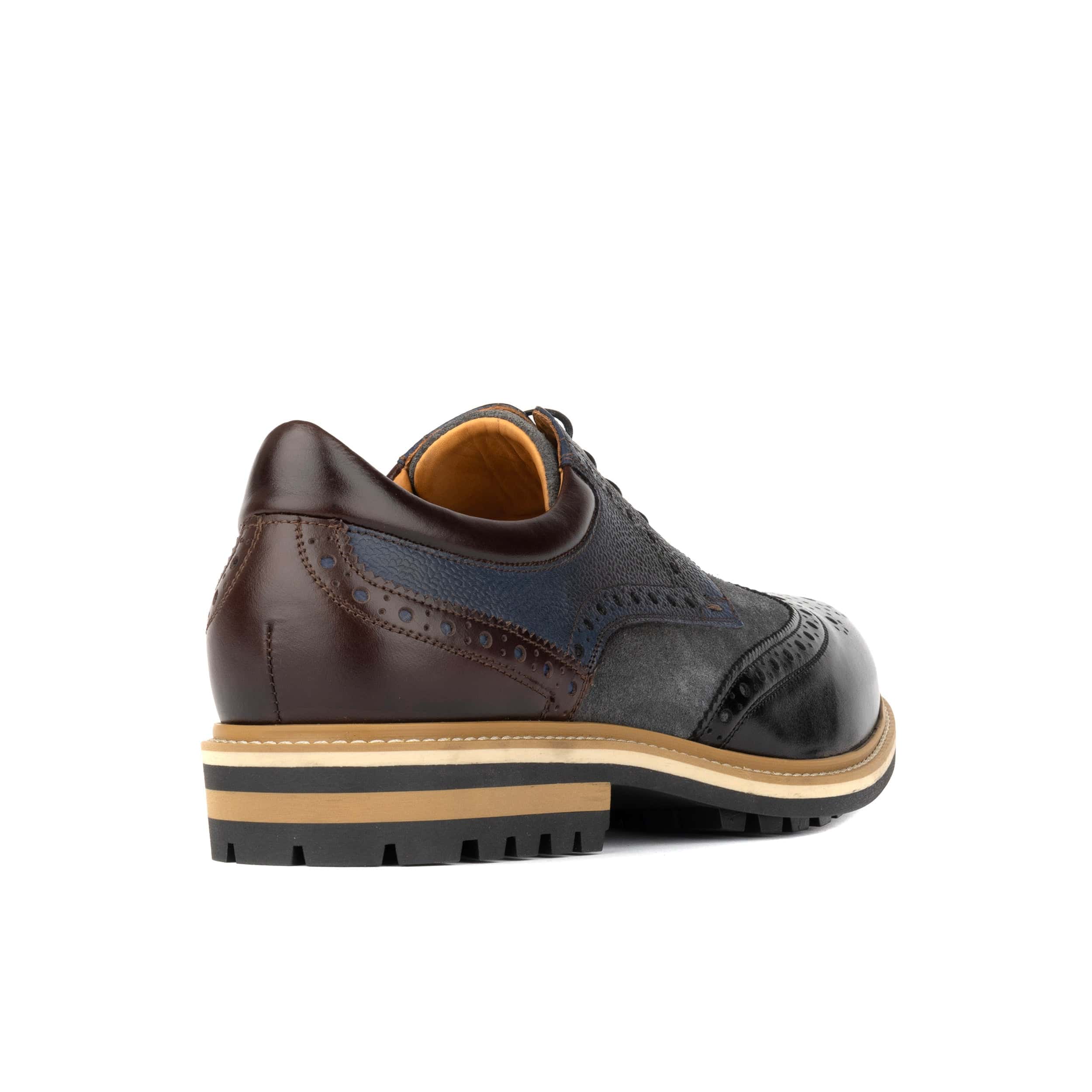 Ashford - Black & Grey & Navy - Men's tri‑tone leather lace‑up with suede accents - Image 4