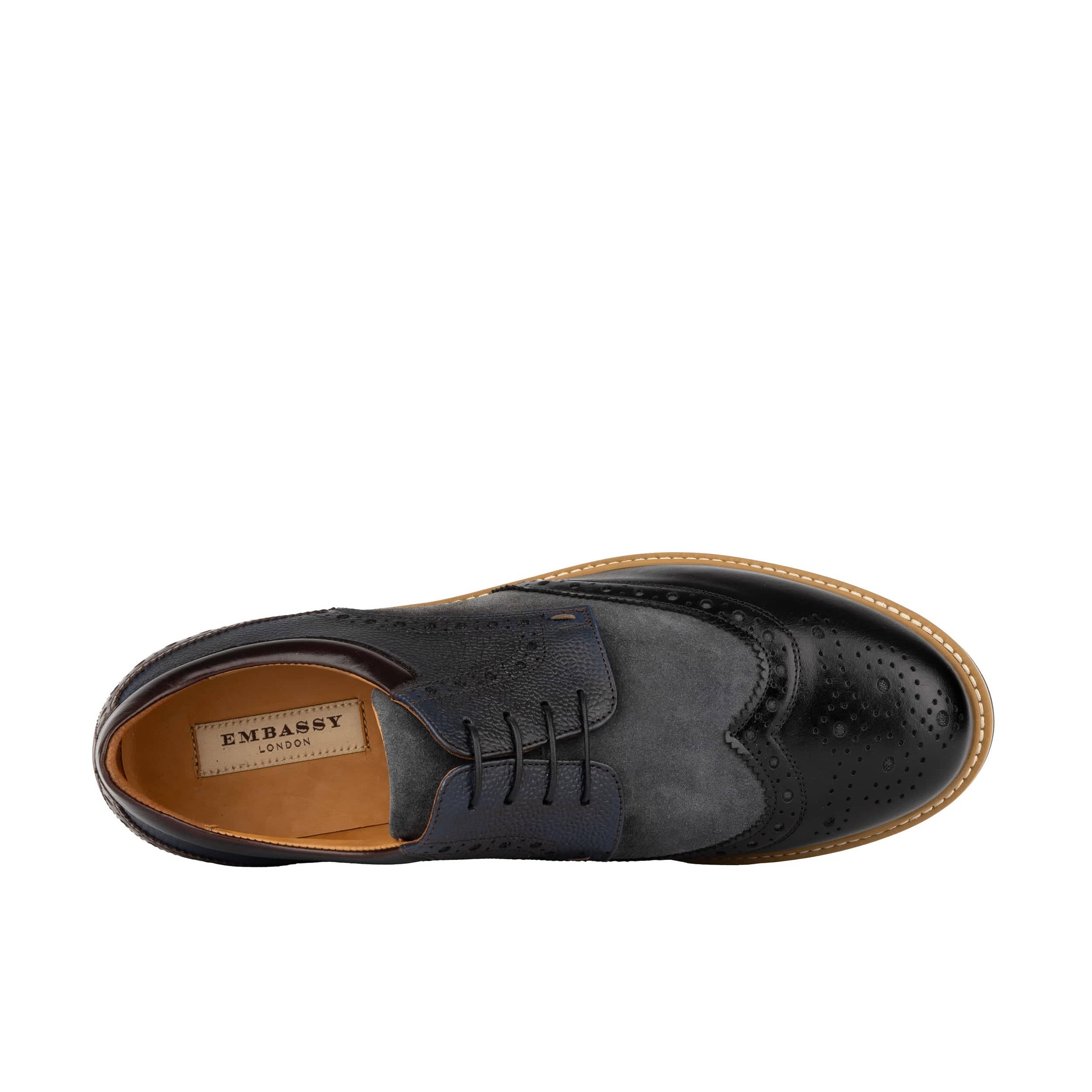Ashford - Black & Grey & Navy - Men's tri‑tone leather lace‑up with suede accents - Image 6