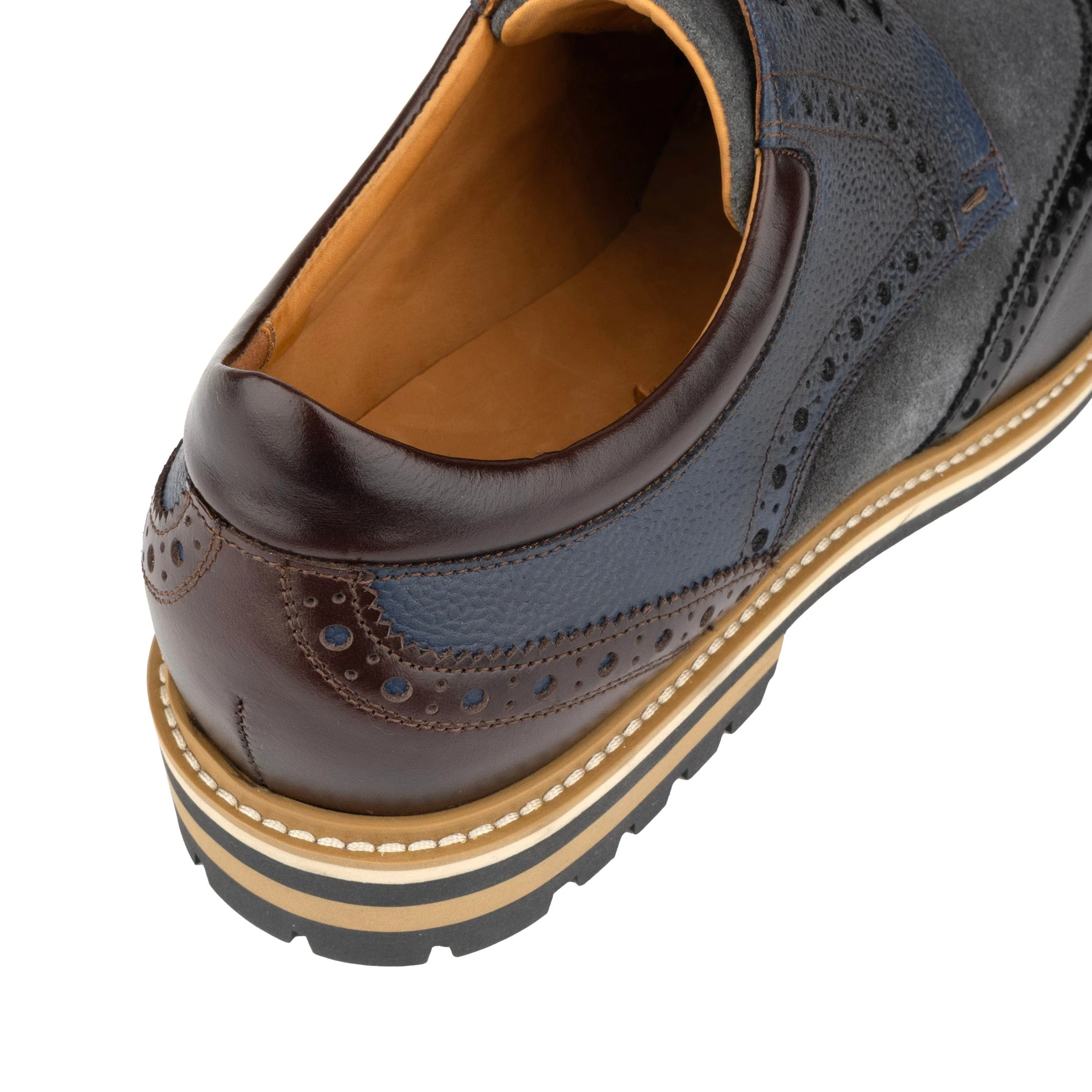 Ashford - Black & Grey & Navy - Men's tri‑tone leather lace‑up with suede accents - Image 8