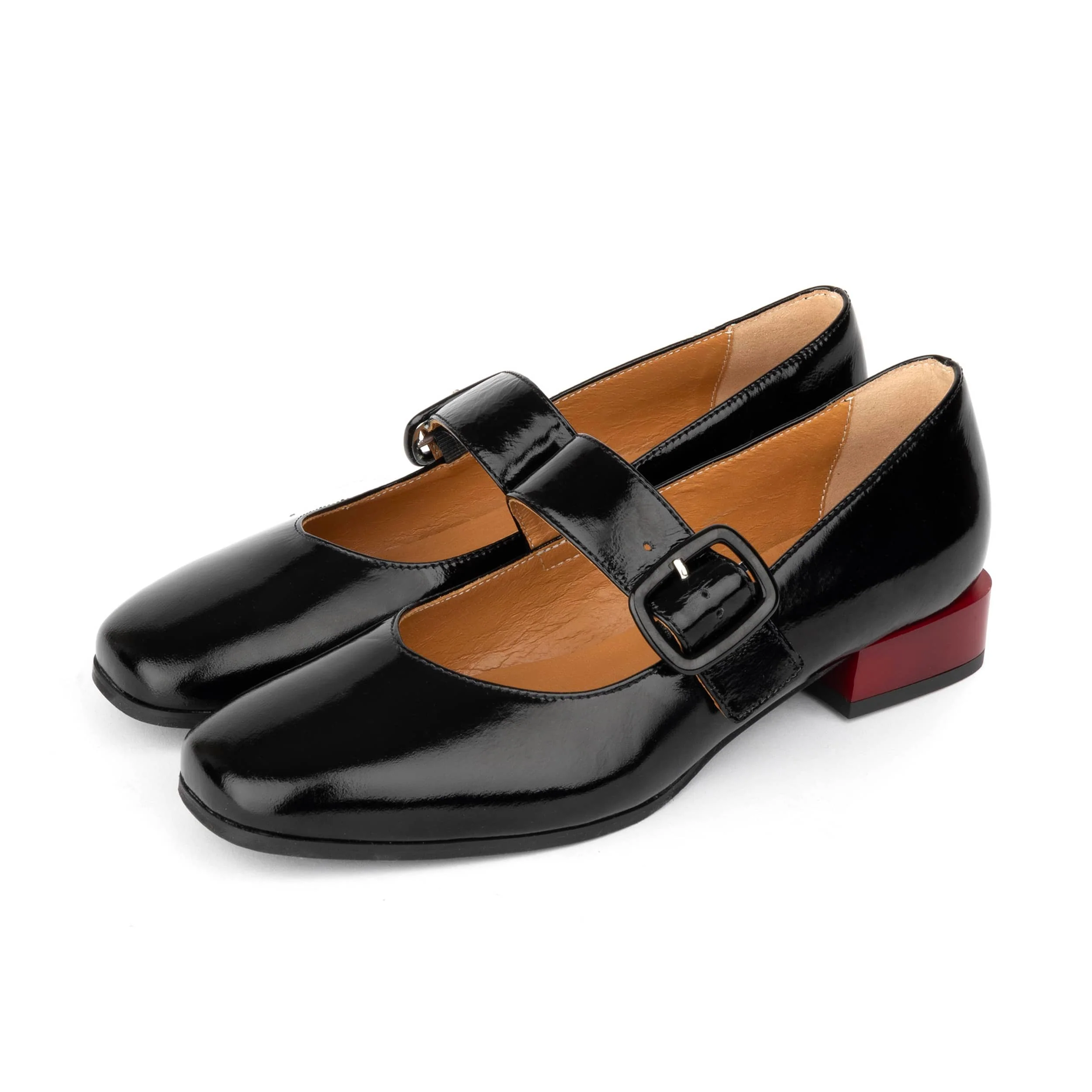 Bliss - Black - Women's block heel square toe patent leather Mary-Jane - Image 10