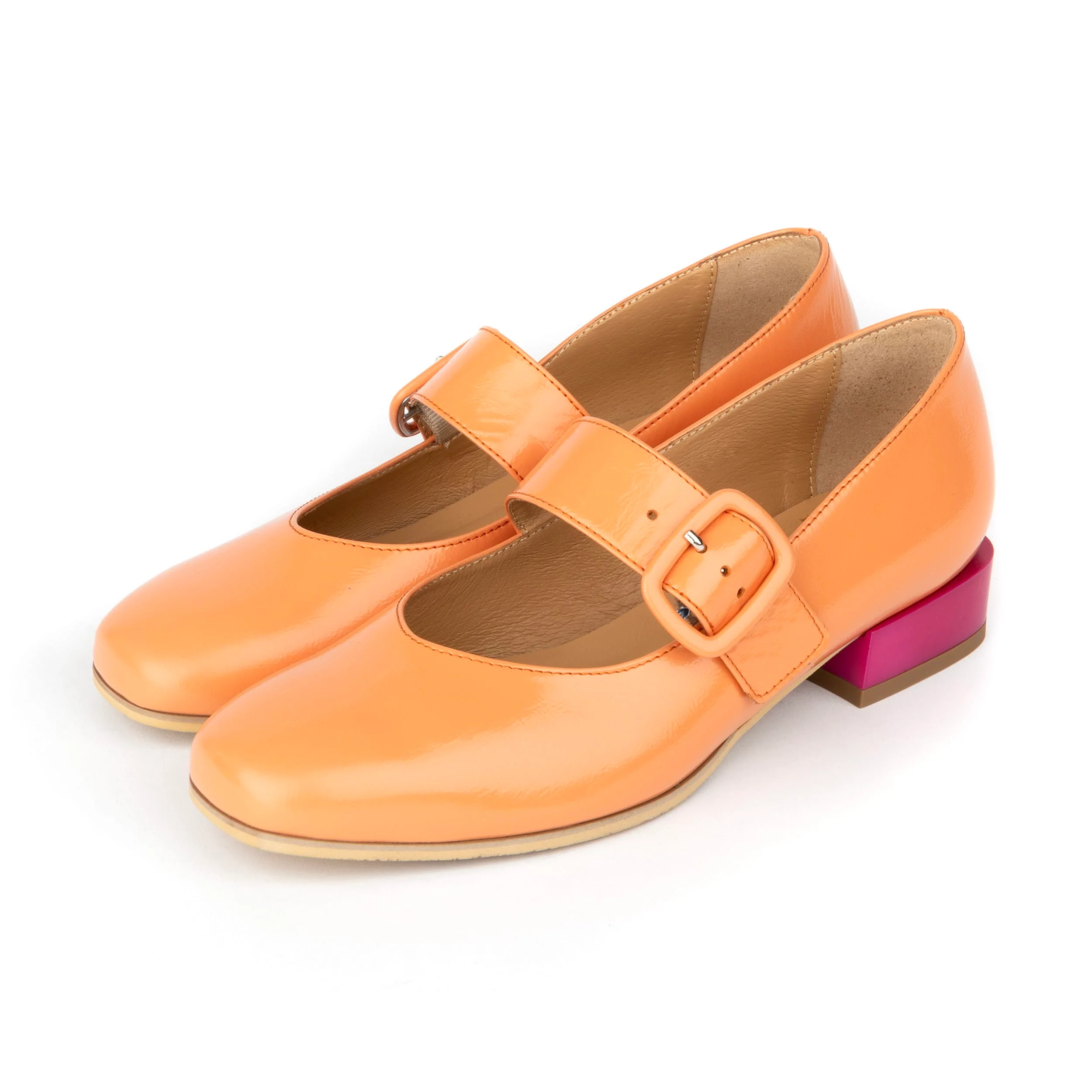 Bliss - Coral & Rose - Women's block heel square toe patent leather Mary-Jane - Image 10