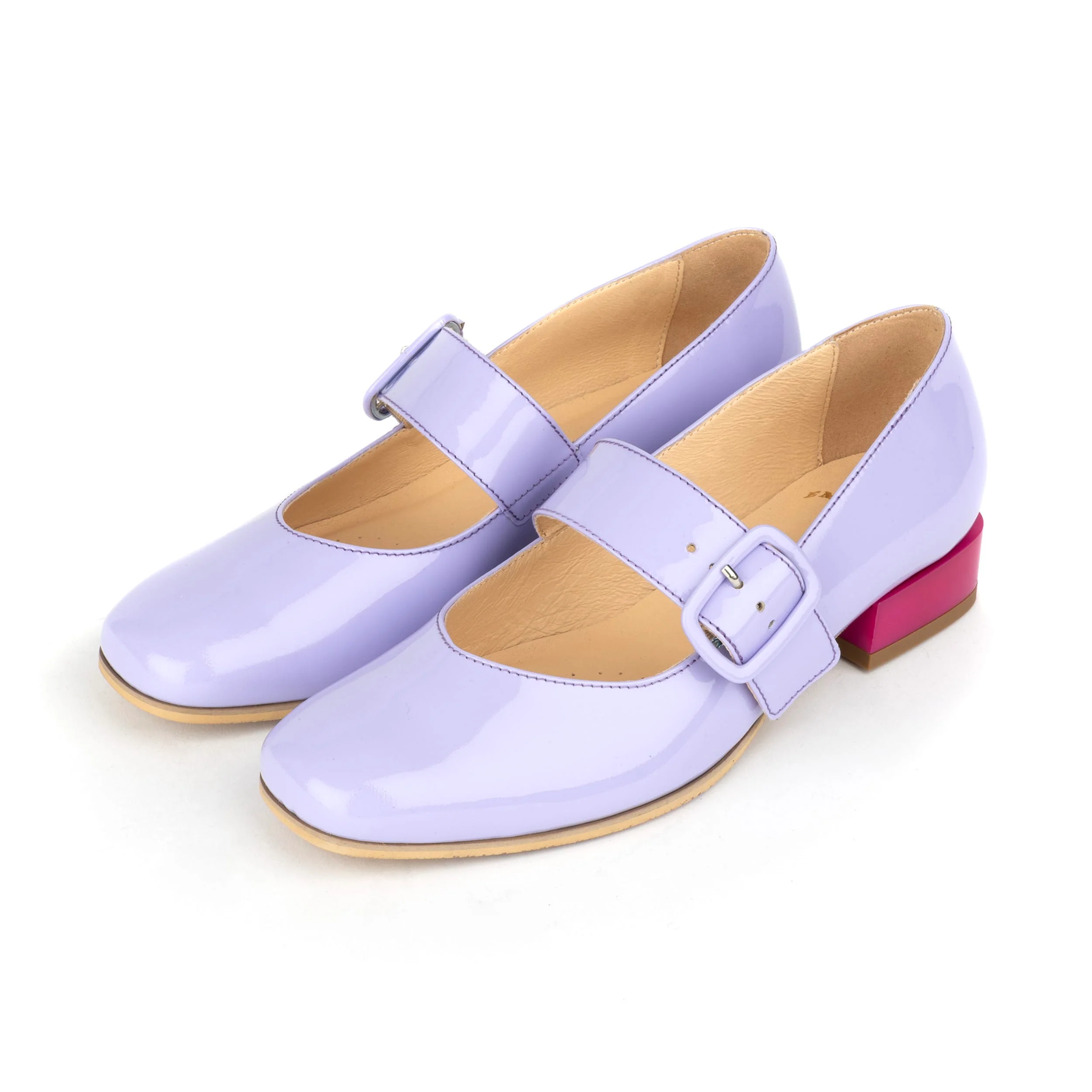 Bliss - Lavender & Rose - Women's block heel square toe patent leather Mary-Jane - Image 10