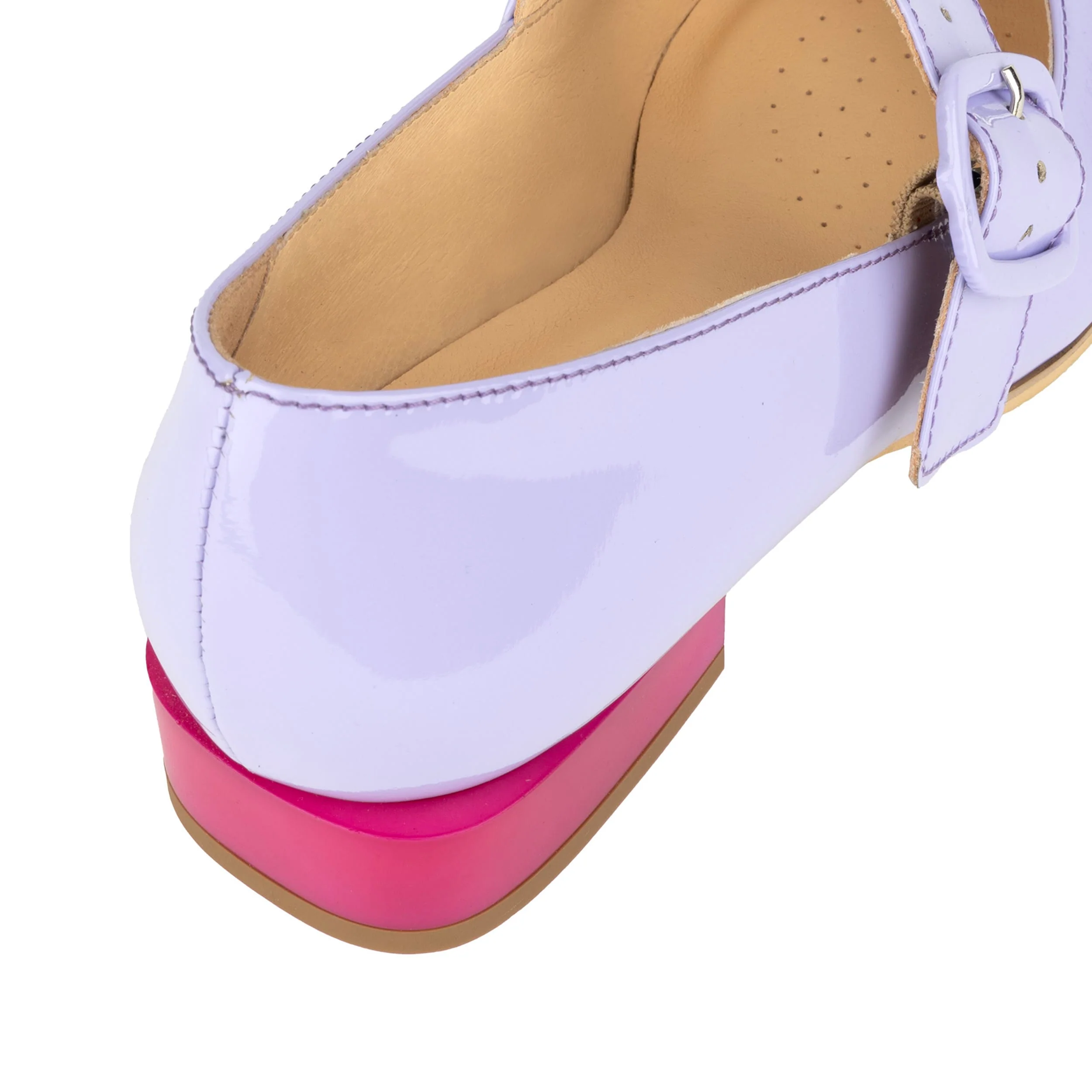 Bliss - Lavender & Rose - Women's block heel square toe patent leather Mary-Jane - Image 9