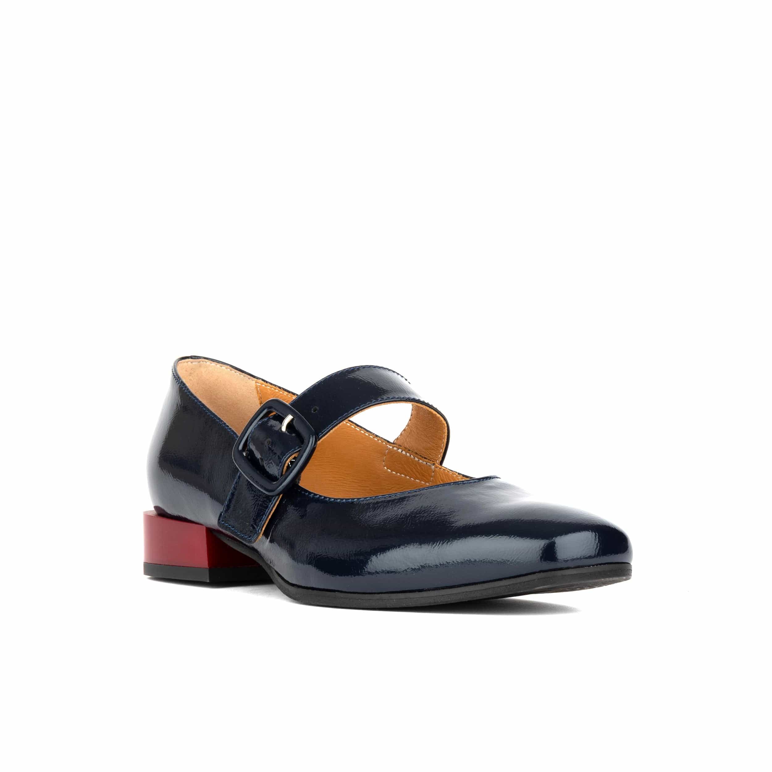 Bliss - Navy - Women's block heel square toe patent leather Mary-Jane - Image 3