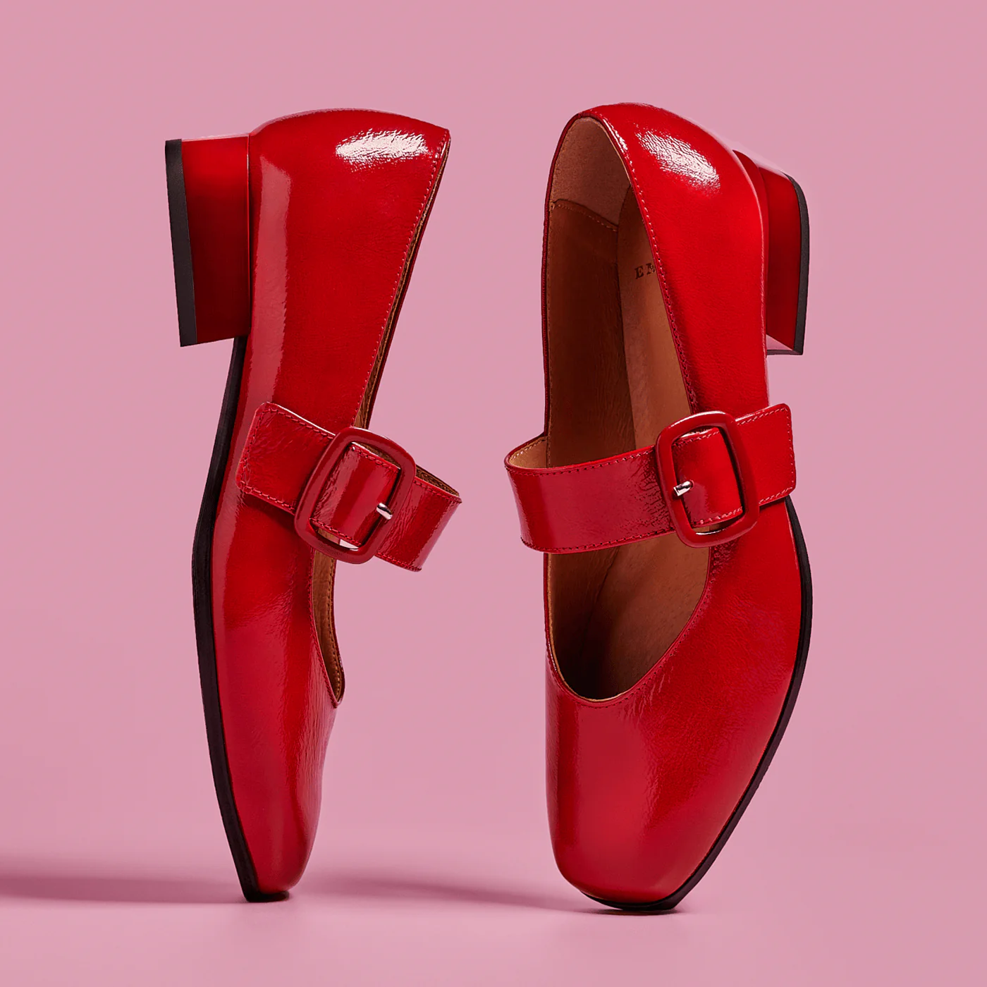 Bliss - Red - Women's block heel square toe patent leather Mary-Jane - Image 2