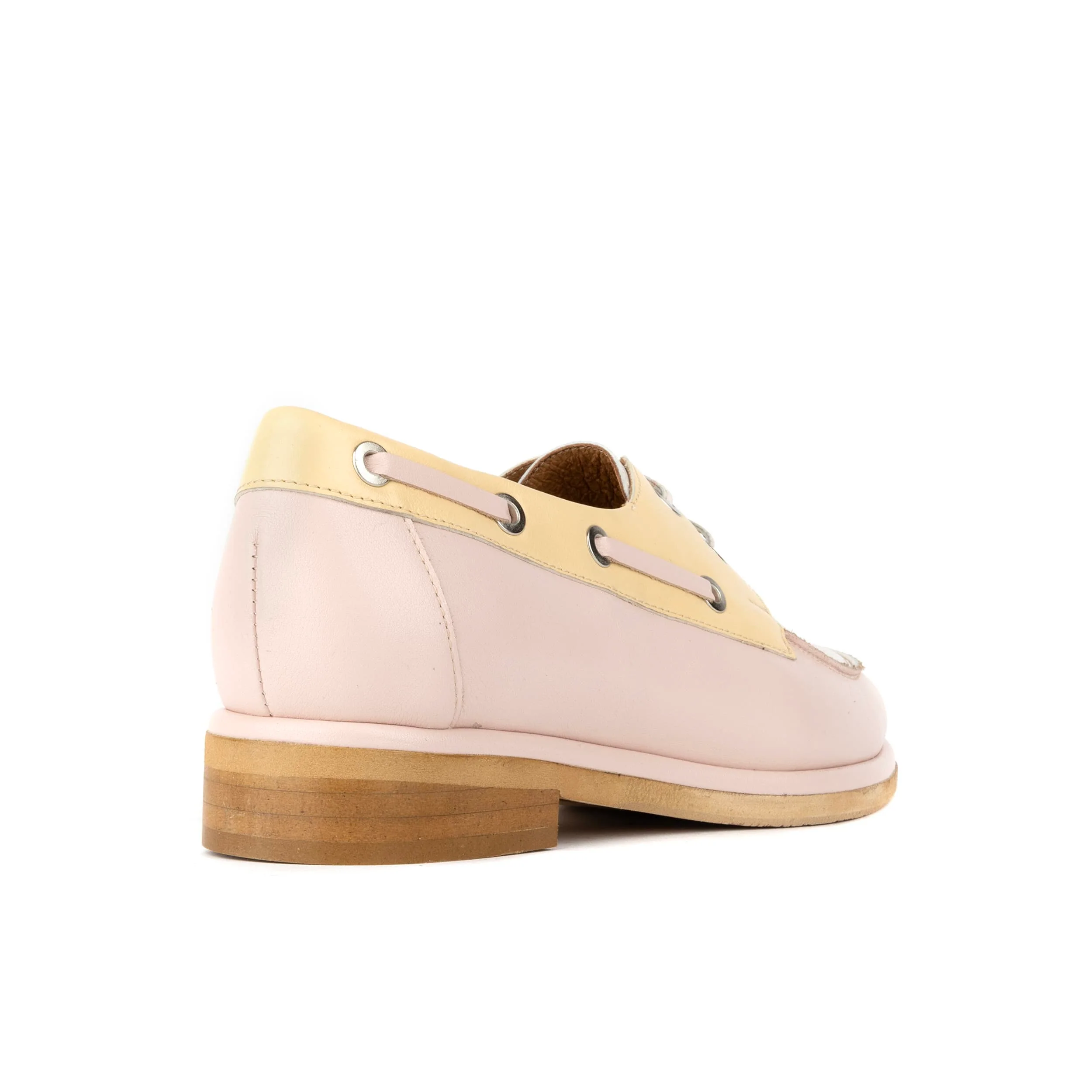 Boatie - Yellow & Cream & Pink - Women's Leather Boat Shoe - Image 5