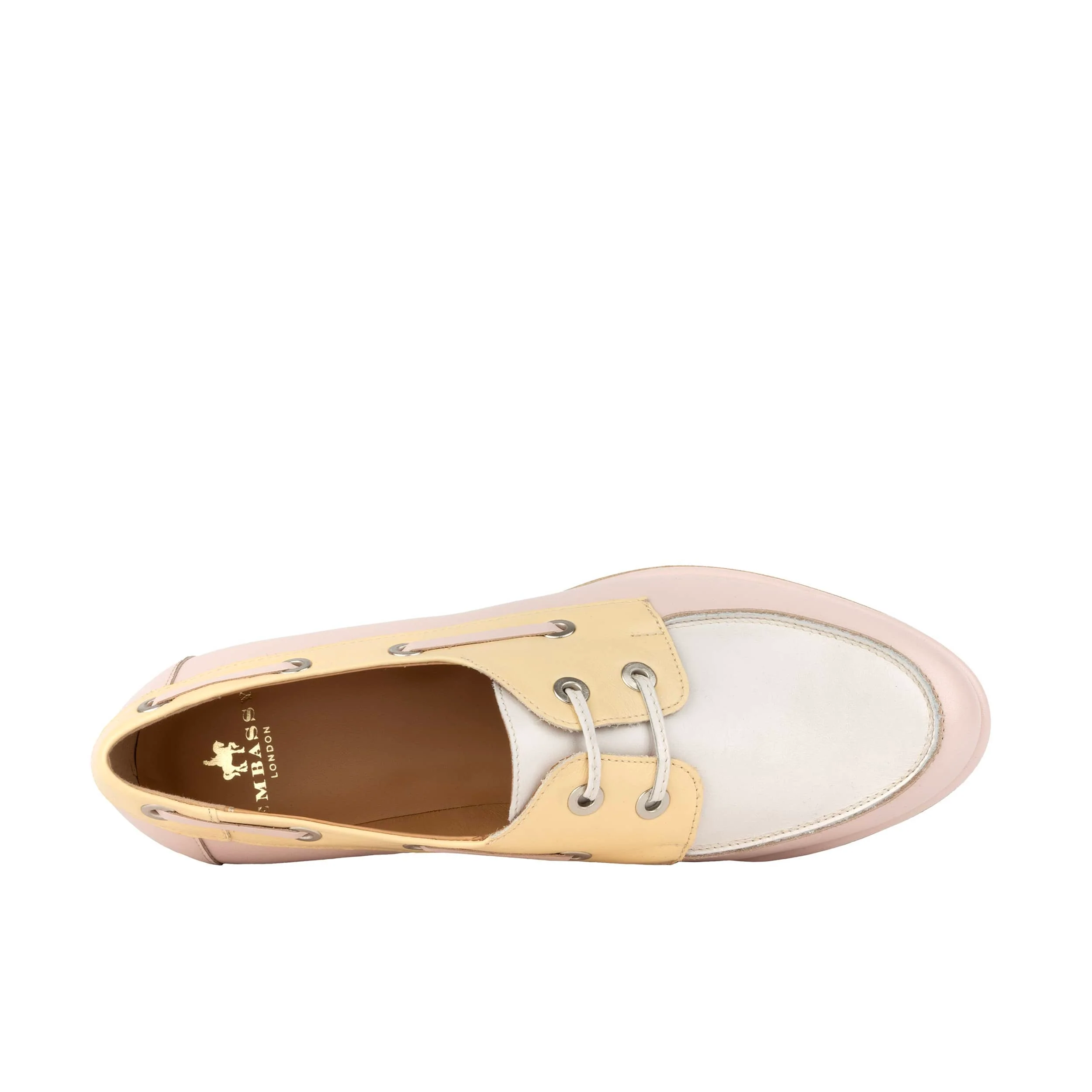 Boatie - Yellow & Cream & Pink - Women's Leather Boat Shoe - Image 7