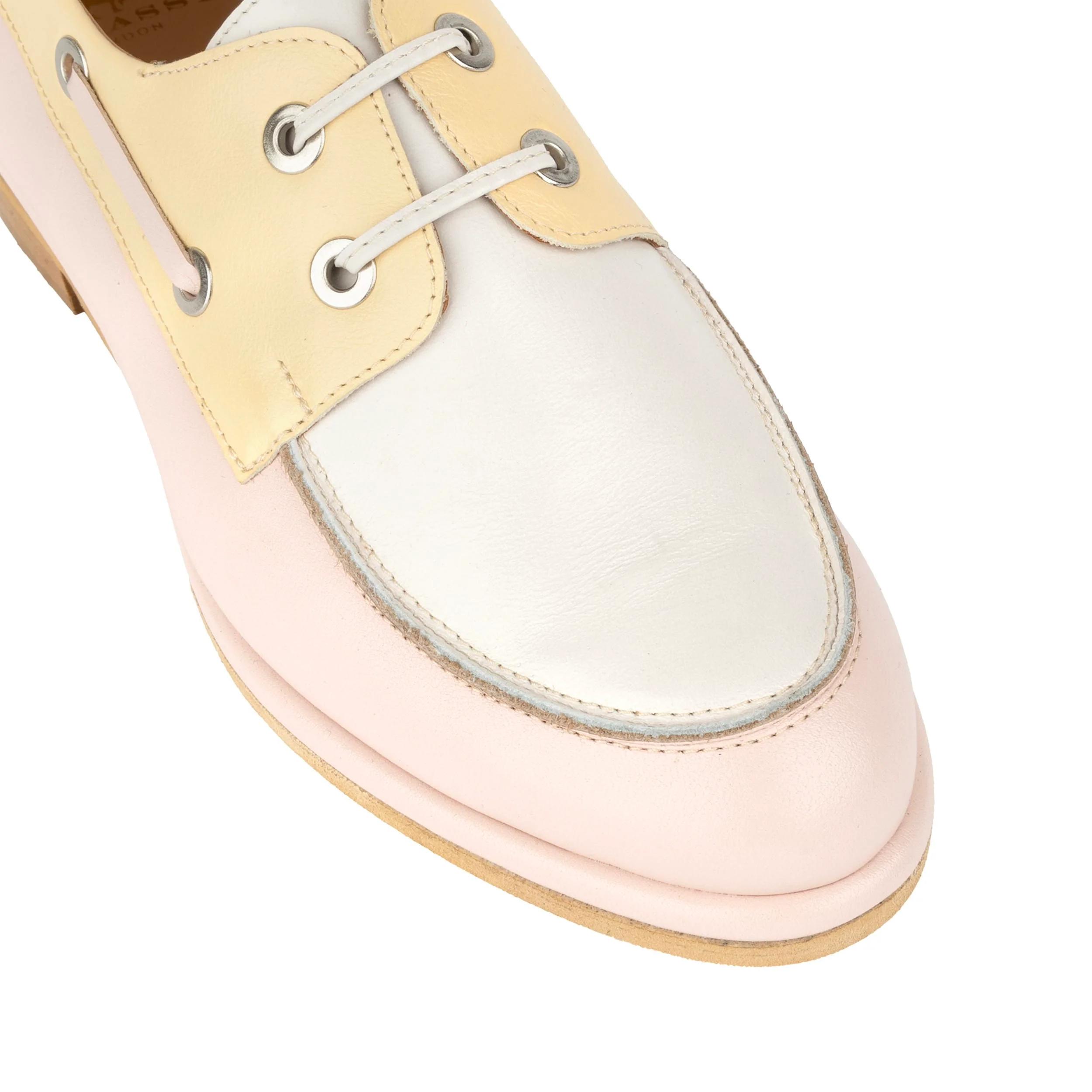 Boatie - Yellow & Cream & Pink - Women's Leather Boat Shoe - Image 9