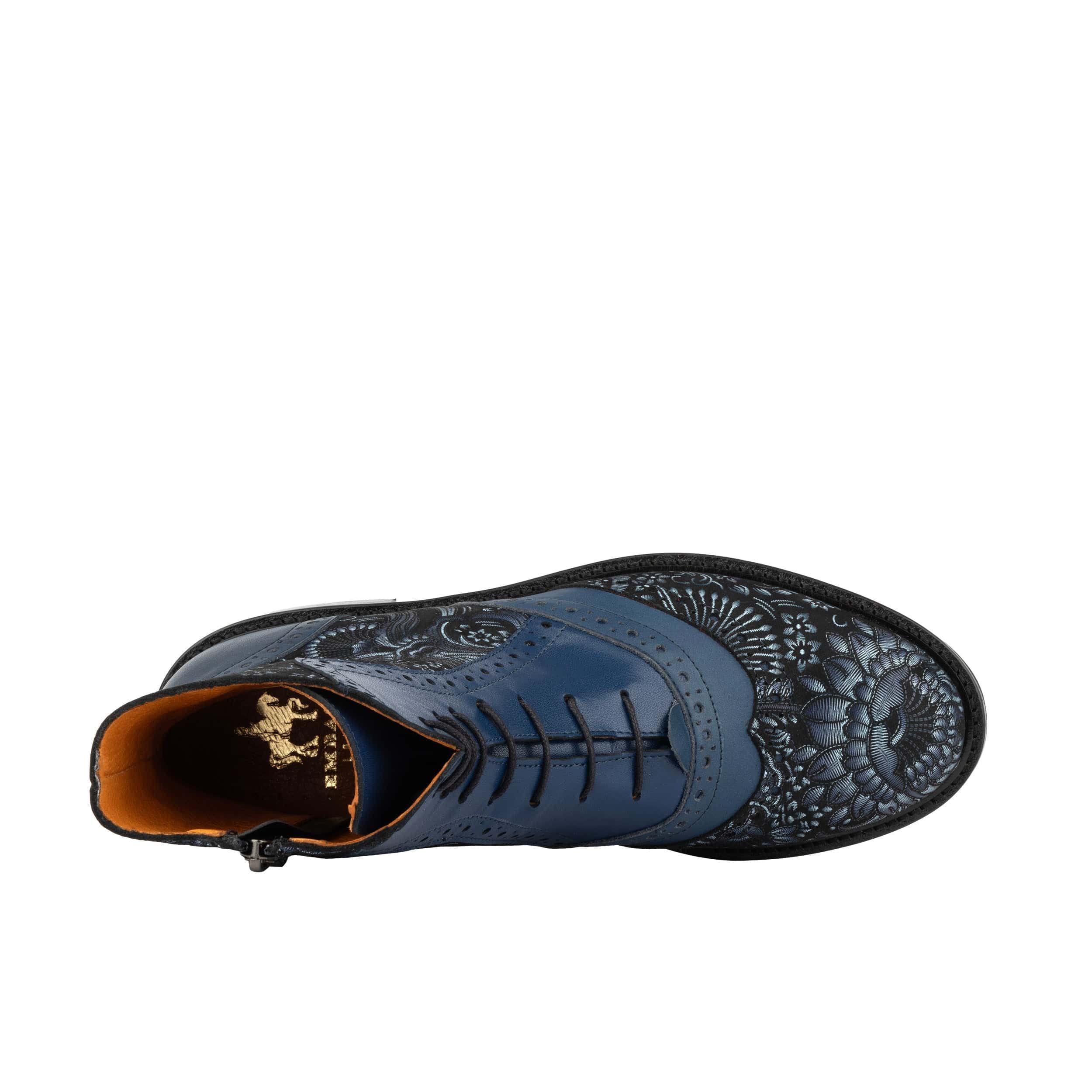 Brick Lane Boots - Blue - Women's leather oxford higher ankle boot with brogue detail - Image 6
