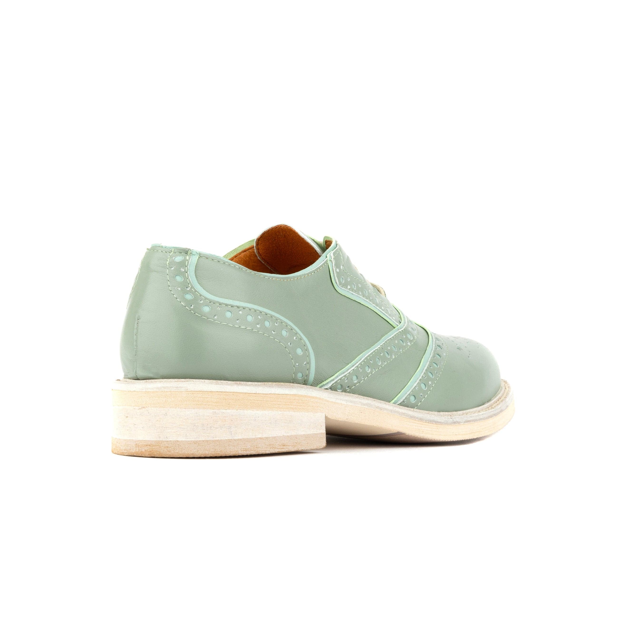 Brick Lane - Green - Women's contrast leather lace-up brogue - Image 4