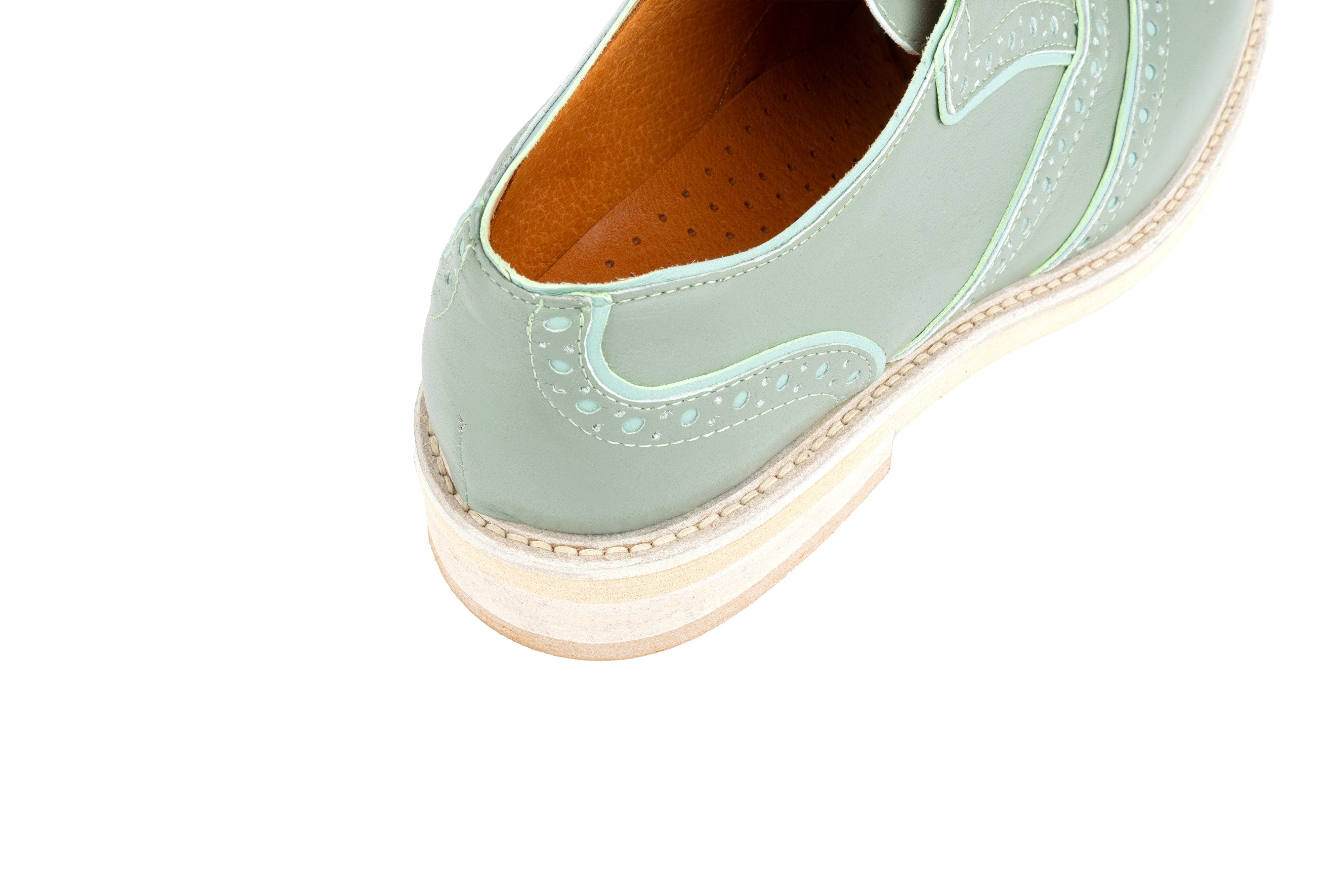 Brick Lane - Green - Women's contrast leather lace-up brogue - Image 8