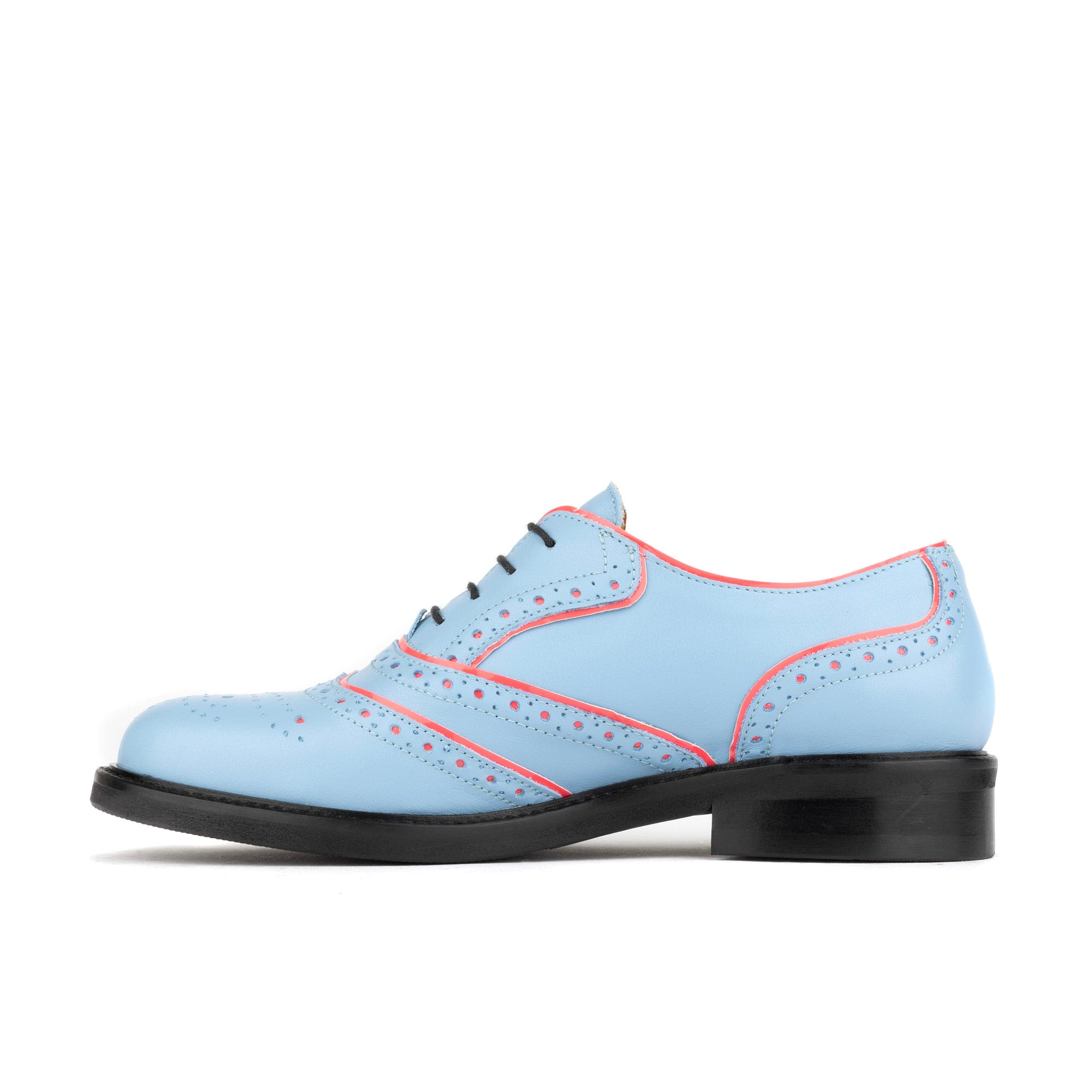 BRICK LANE - Light Blue - Women's contrast leather lace-up brogue - Image 3