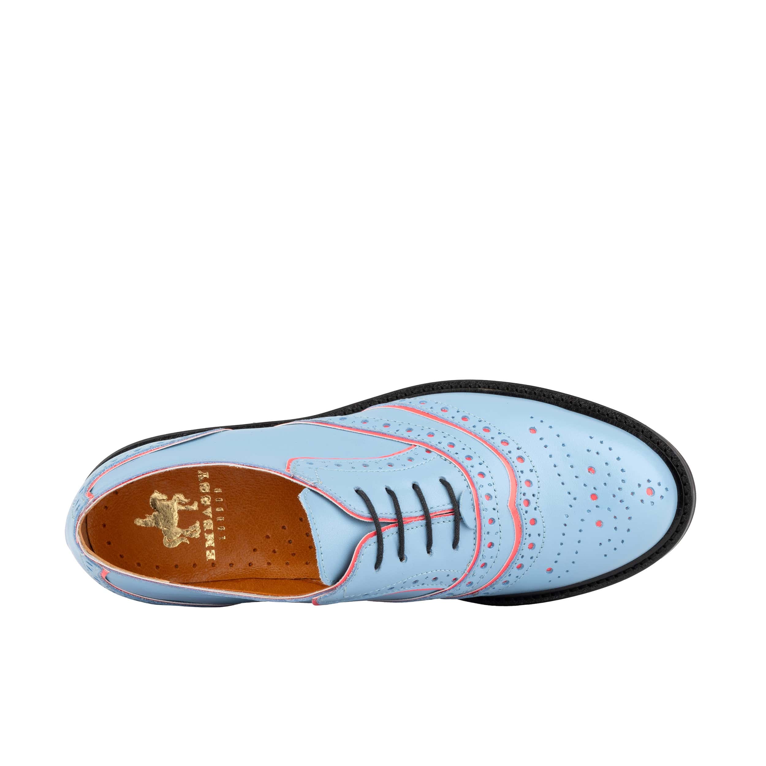 BRICK LANE - Light Blue - Women's contrast leather lace-up brogue - Image 6