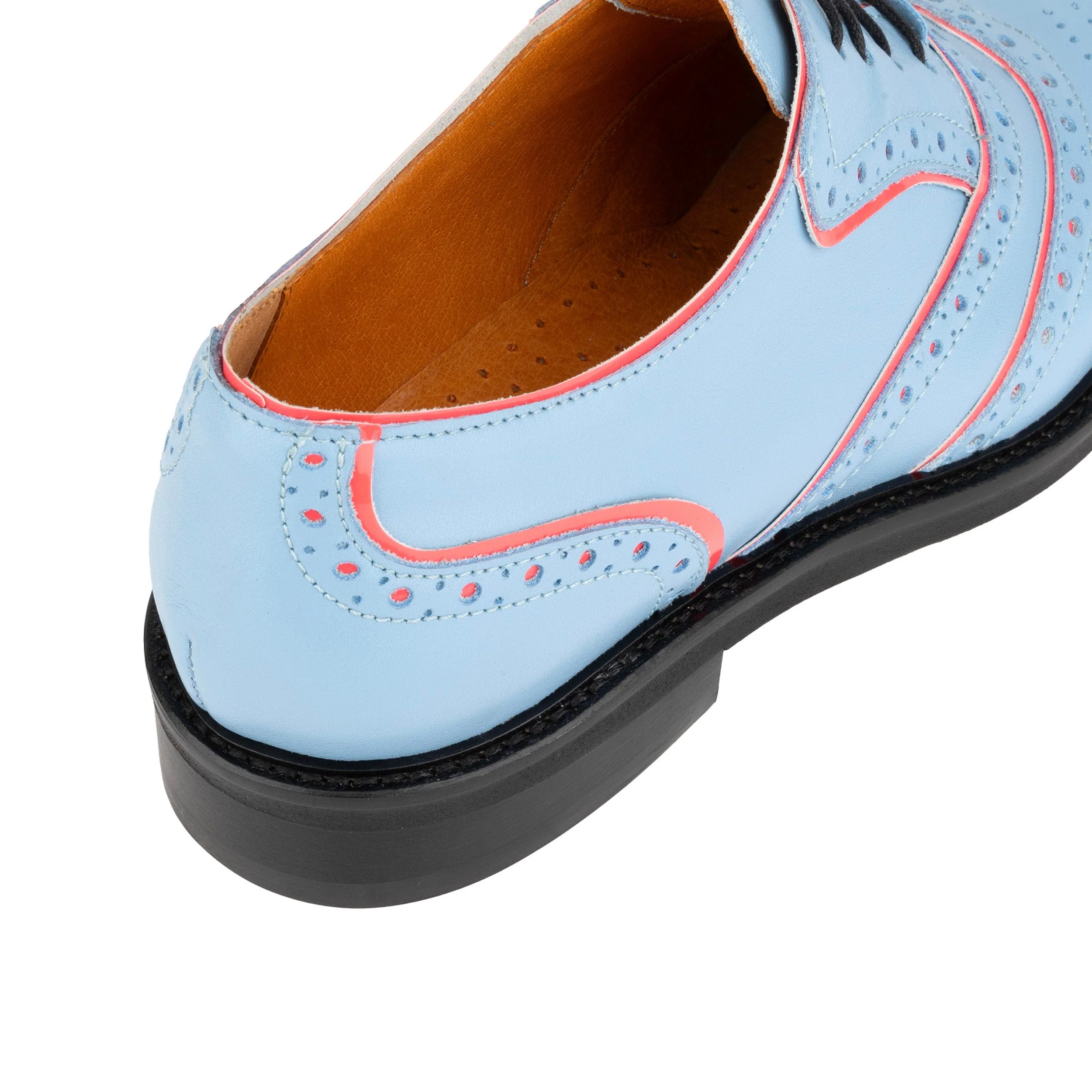 BRICK LANE - Light Blue - Women's contrast leather lace-up brogue - Image 8
