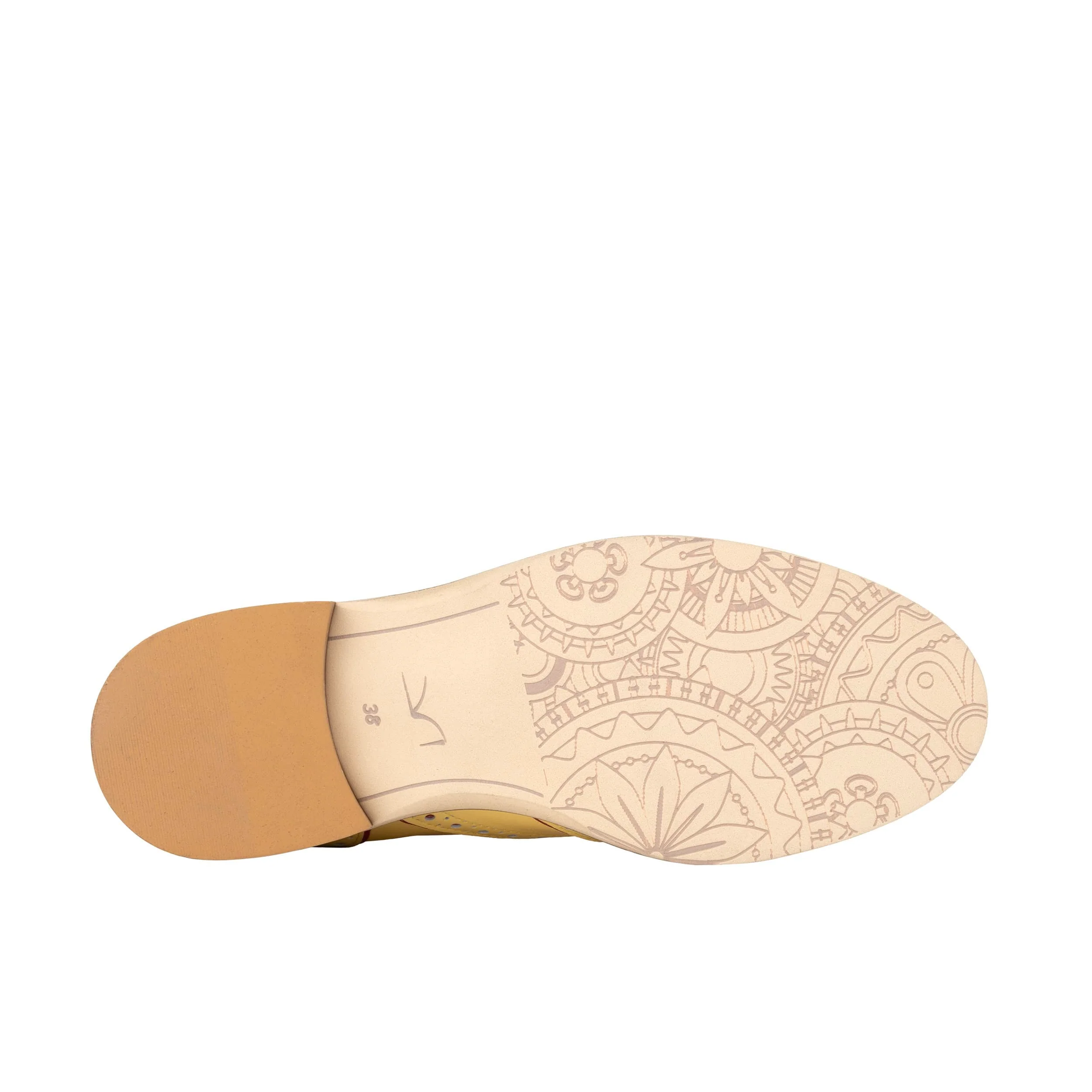 Brick Lane - Pastel Yellow - Women's contrast leather lace-up brogue - Image 5