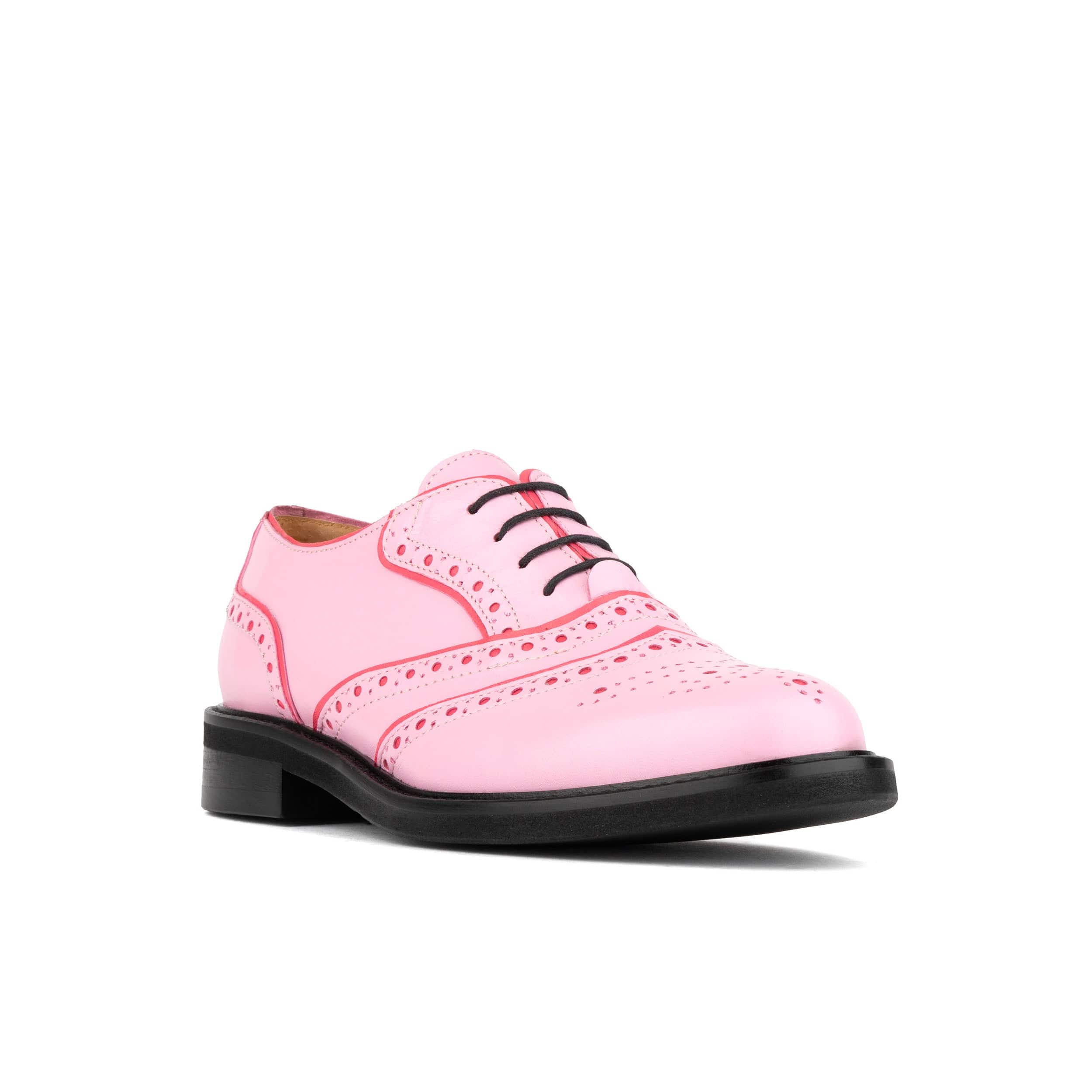 Brick Lane - Pink & Pink - Women's contrast leather lace-up brogue - Image 2