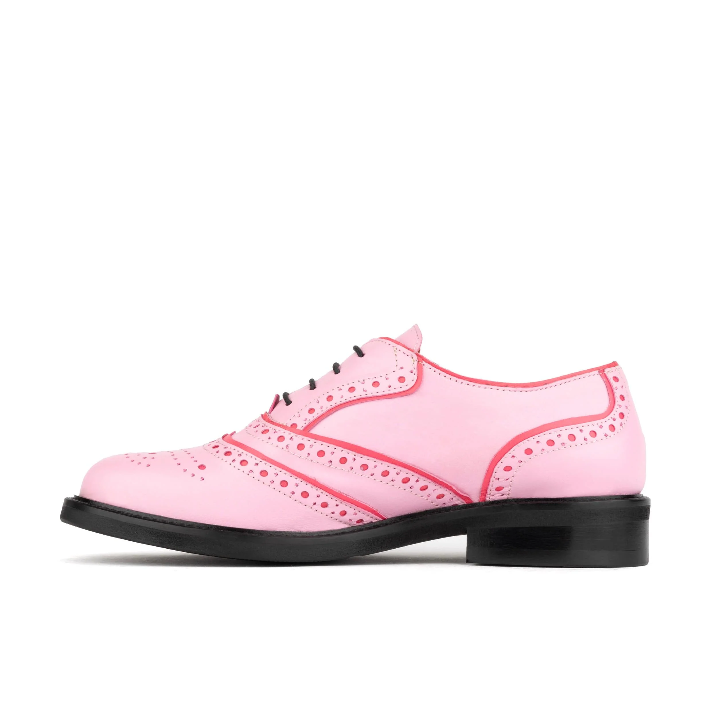 Brick Lane - Pink & Pink - Women's contrast leather lace-up brogue - Image 3