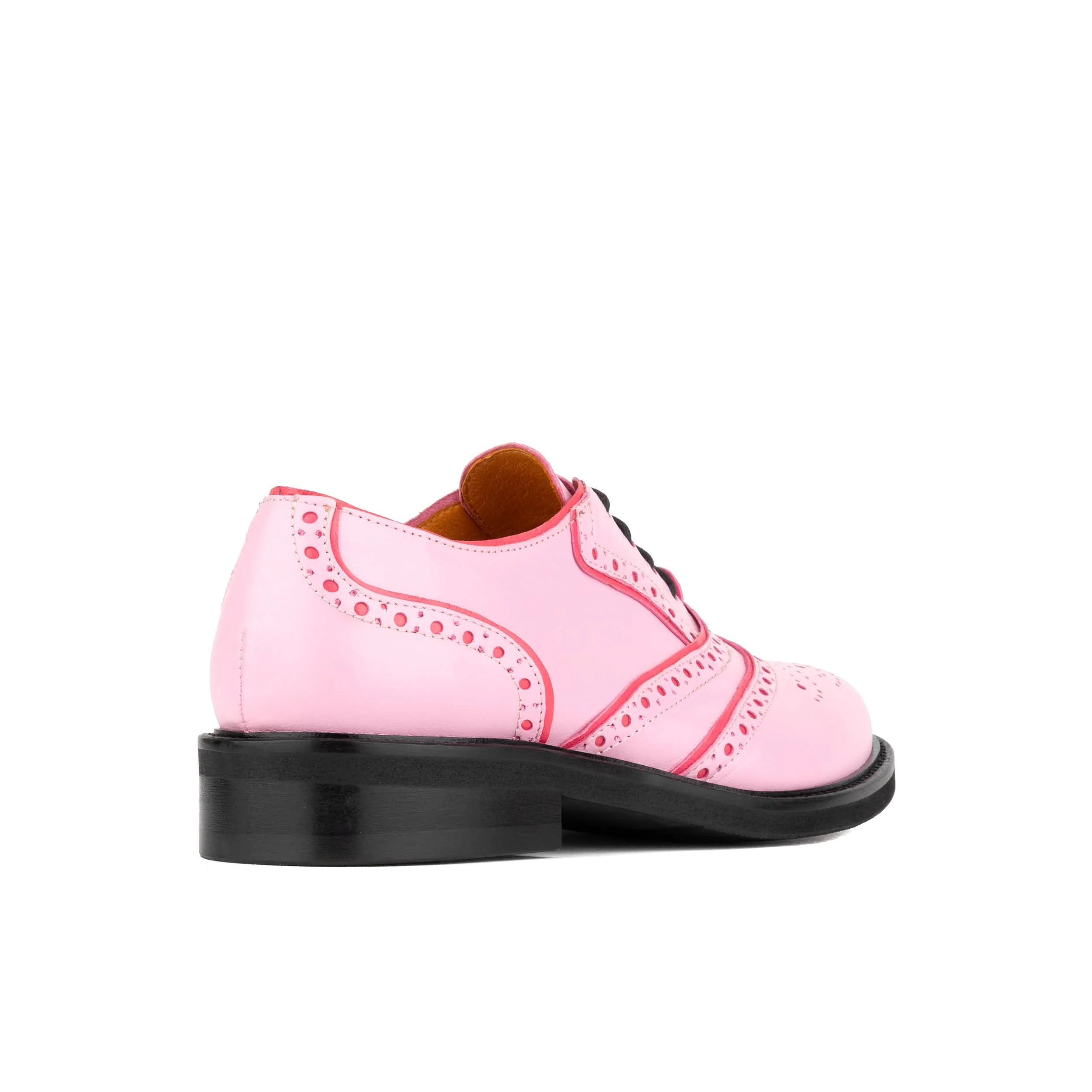 Brick Lane - Pink & Pink - Women's contrast leather lace-up brogue - Image 4