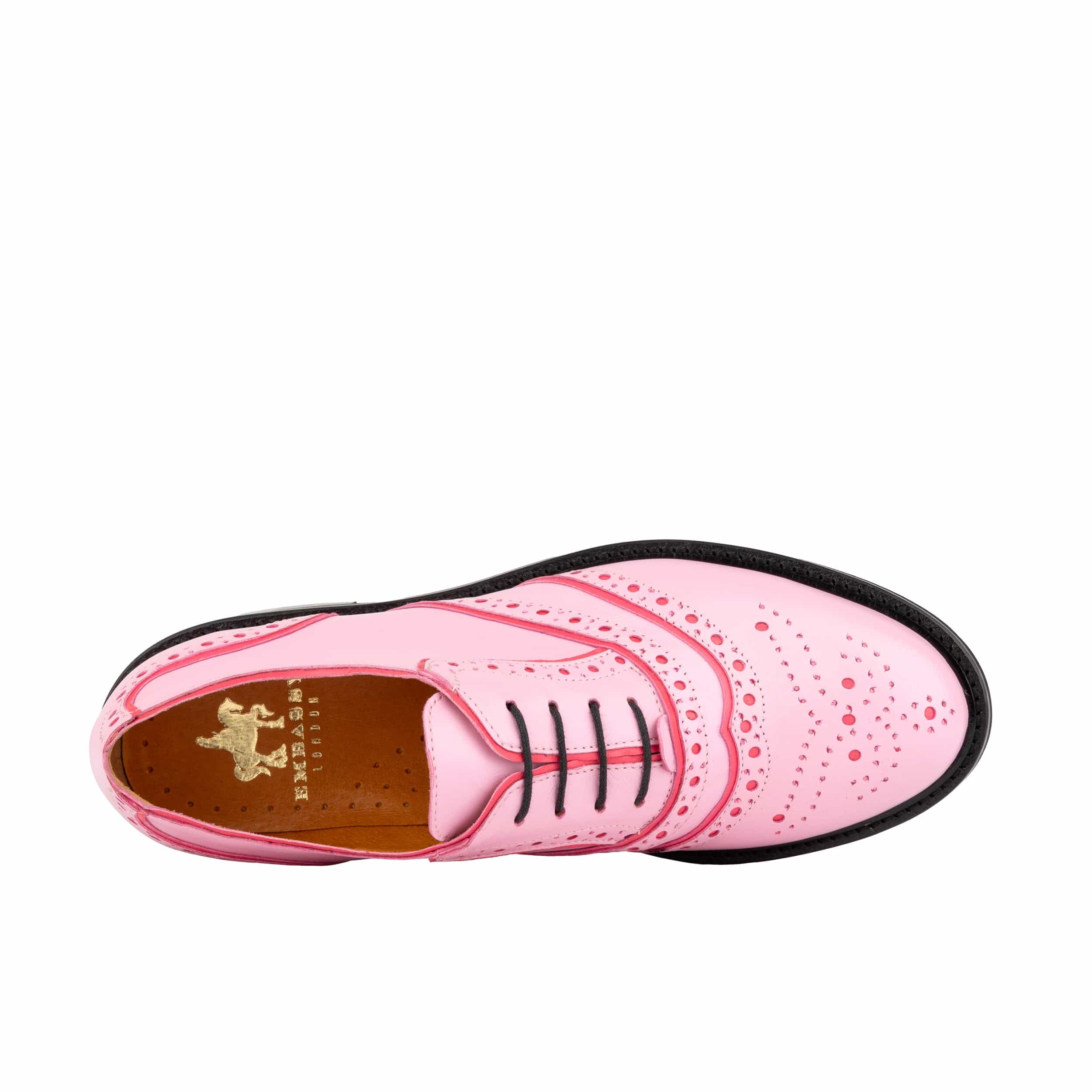 Brick Lane - Pink & Pink - Women's contrast leather lace-up brogue - Image 6