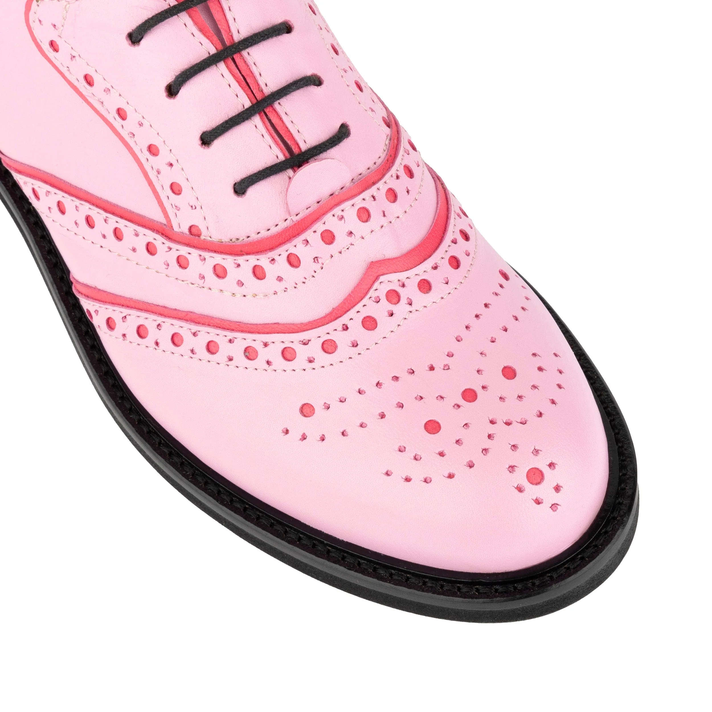 Brick Lane - Pink & Pink - Women's contrast leather lace-up brogue - Image 7