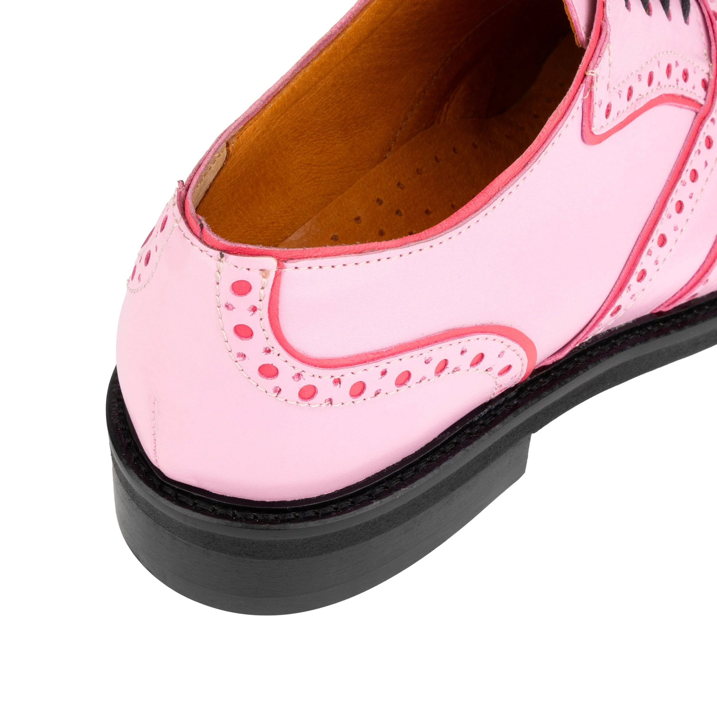 Brick Lane - Pink & Pink - Women's contrast leather lace-up brogue - Image 8