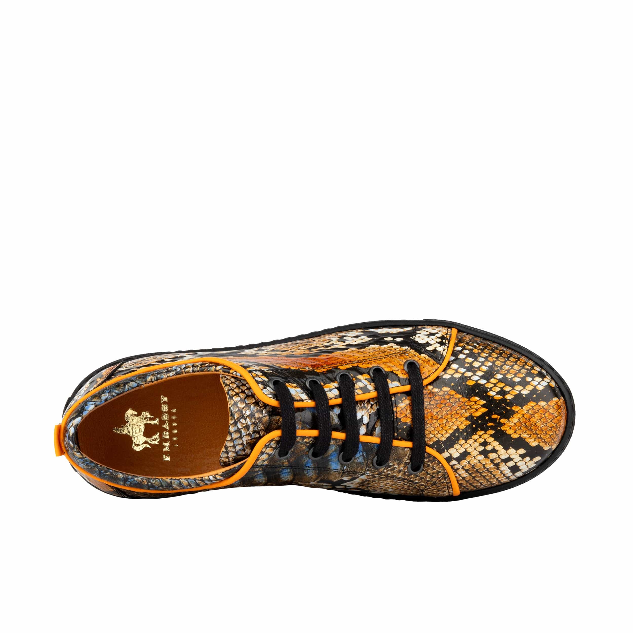 Camila - Black & Orange Snake - Women’s Chunky Leather Platform Trainer - Image 5