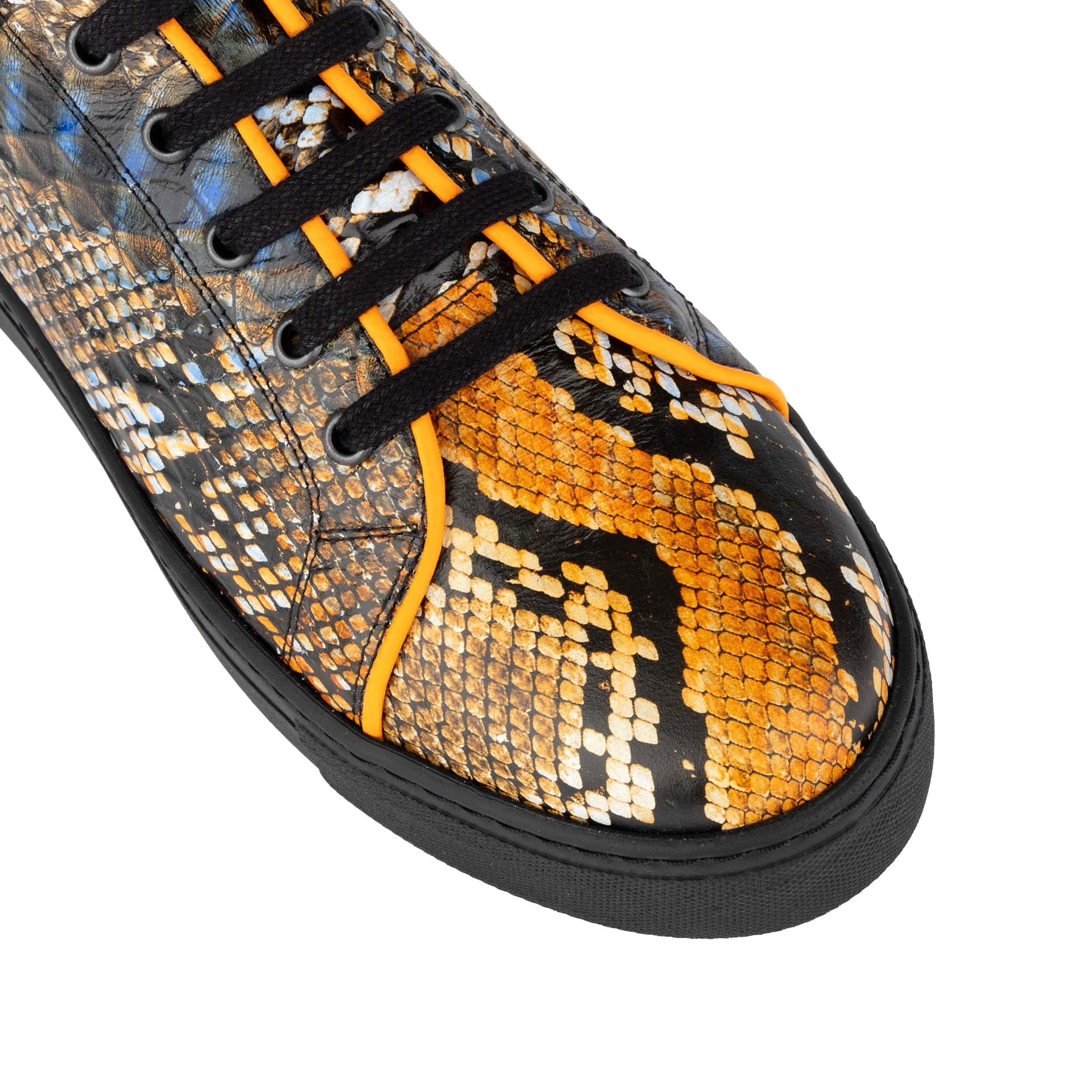 Camila - Black & Orange Snake - Women’s Chunky Leather Platform Trainer - Image 6